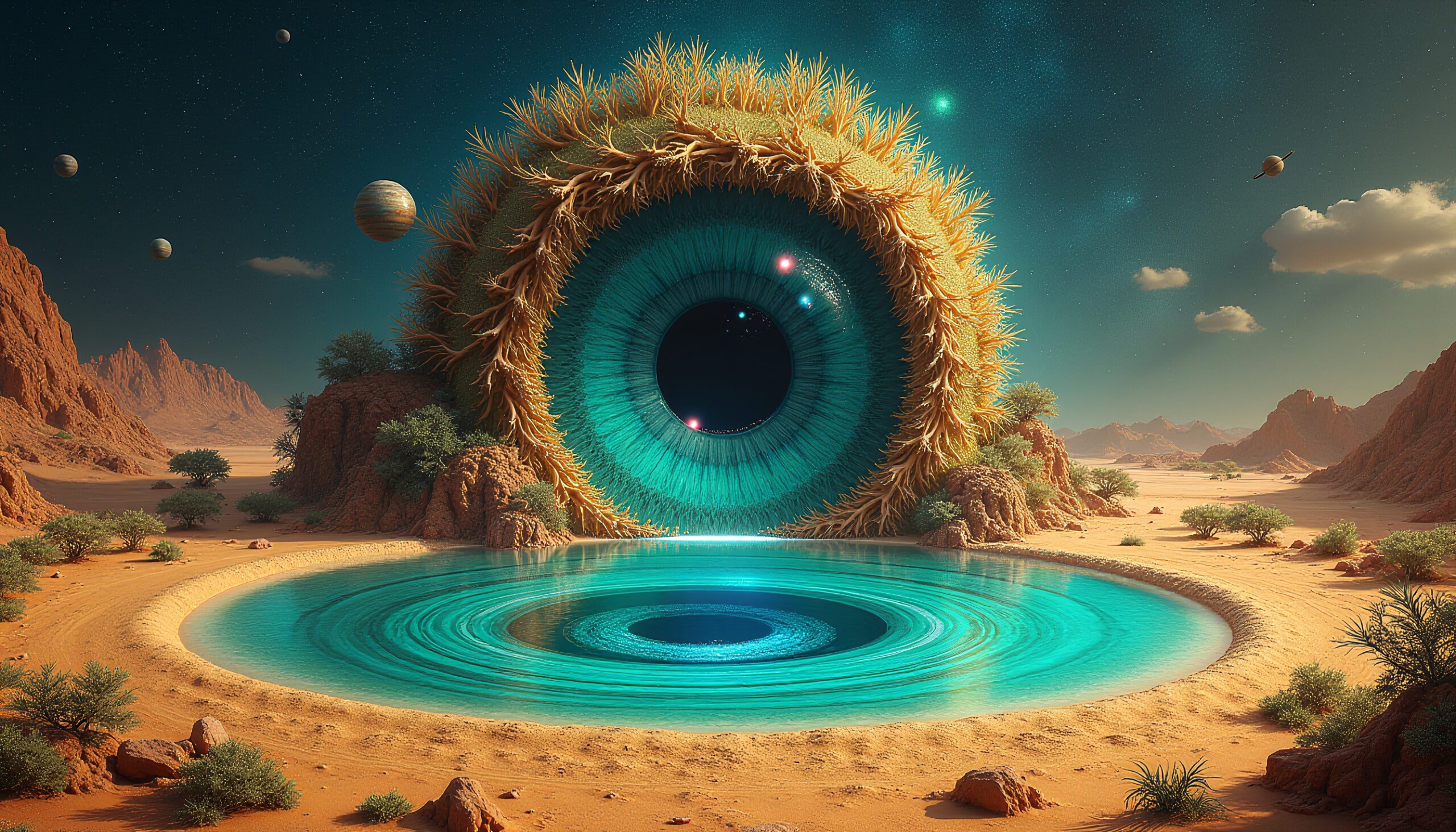 Alien Eye in Desert Landscape
