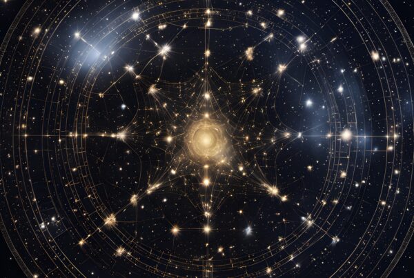 Abstract celestial map with stars.