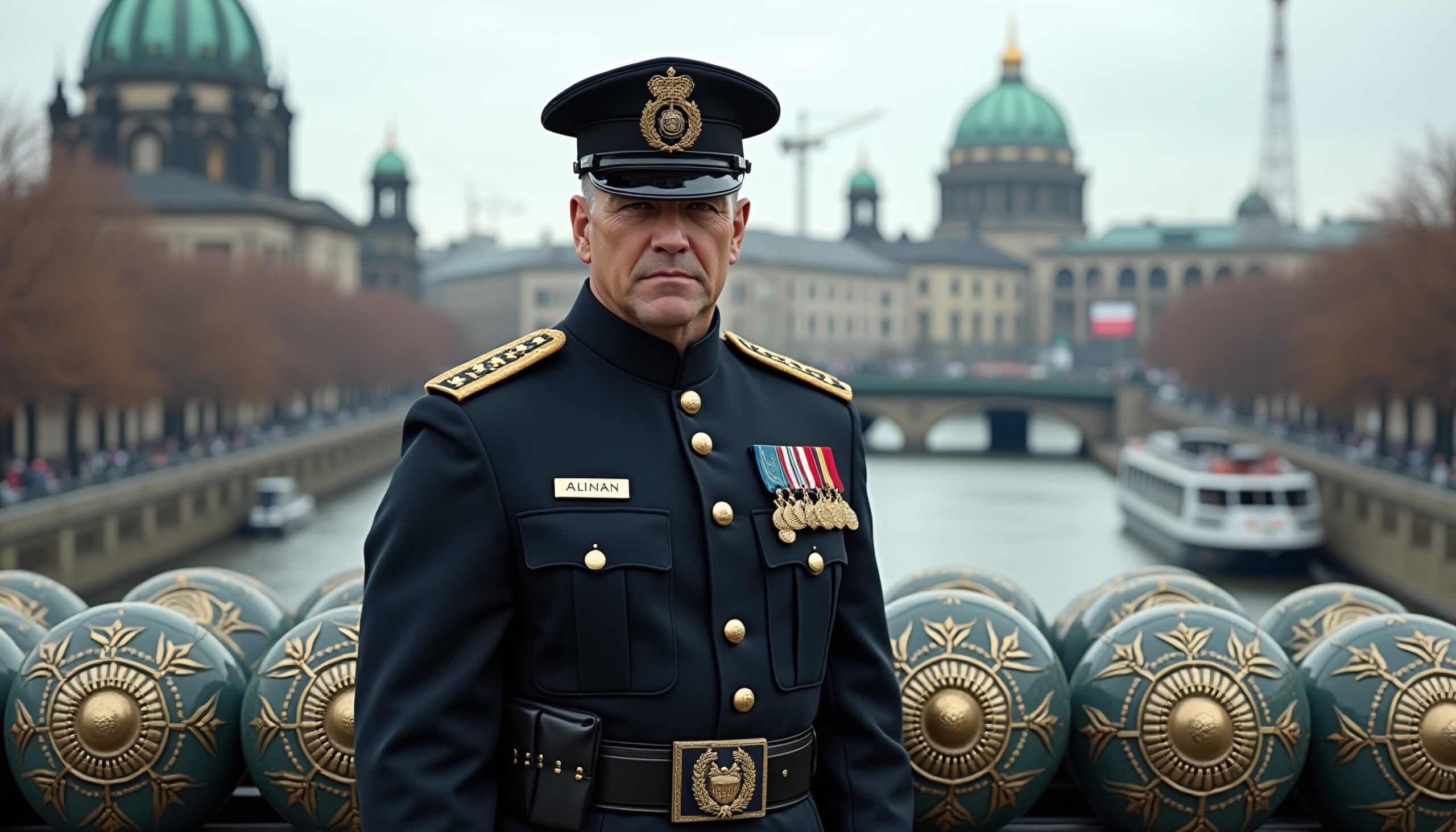 Officer on a Historic Bridge