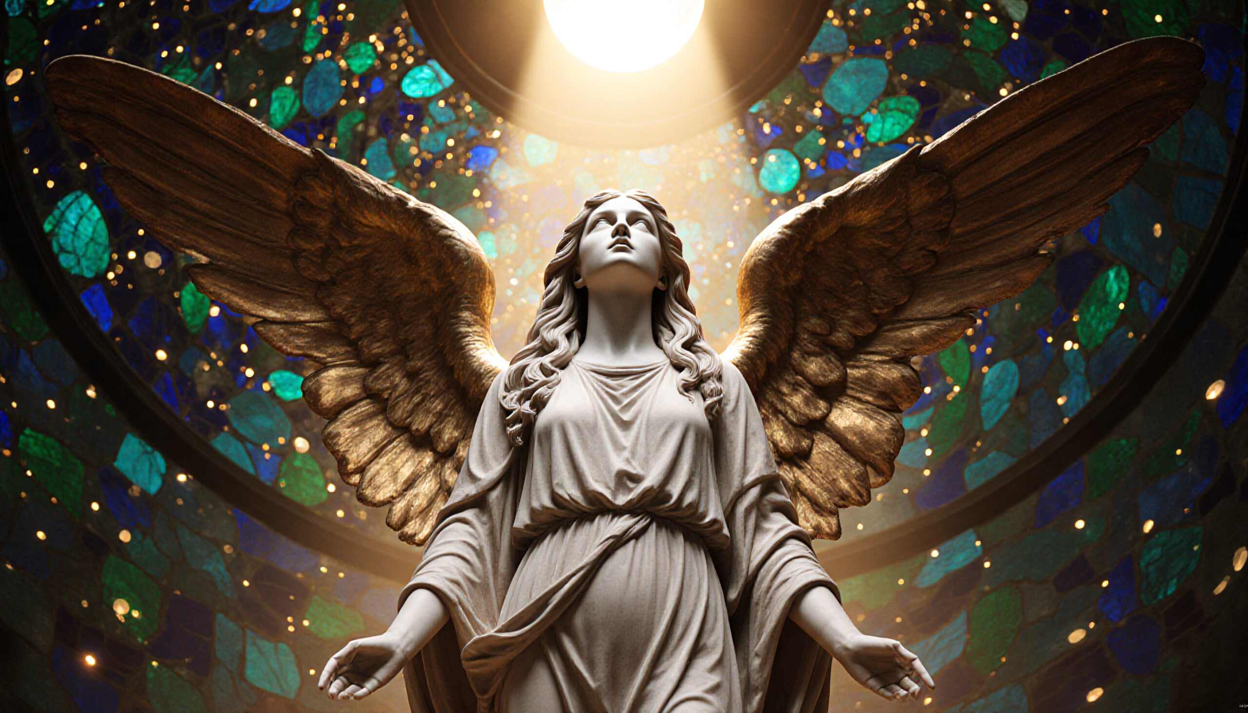 Divine Angel Under Stained Glass