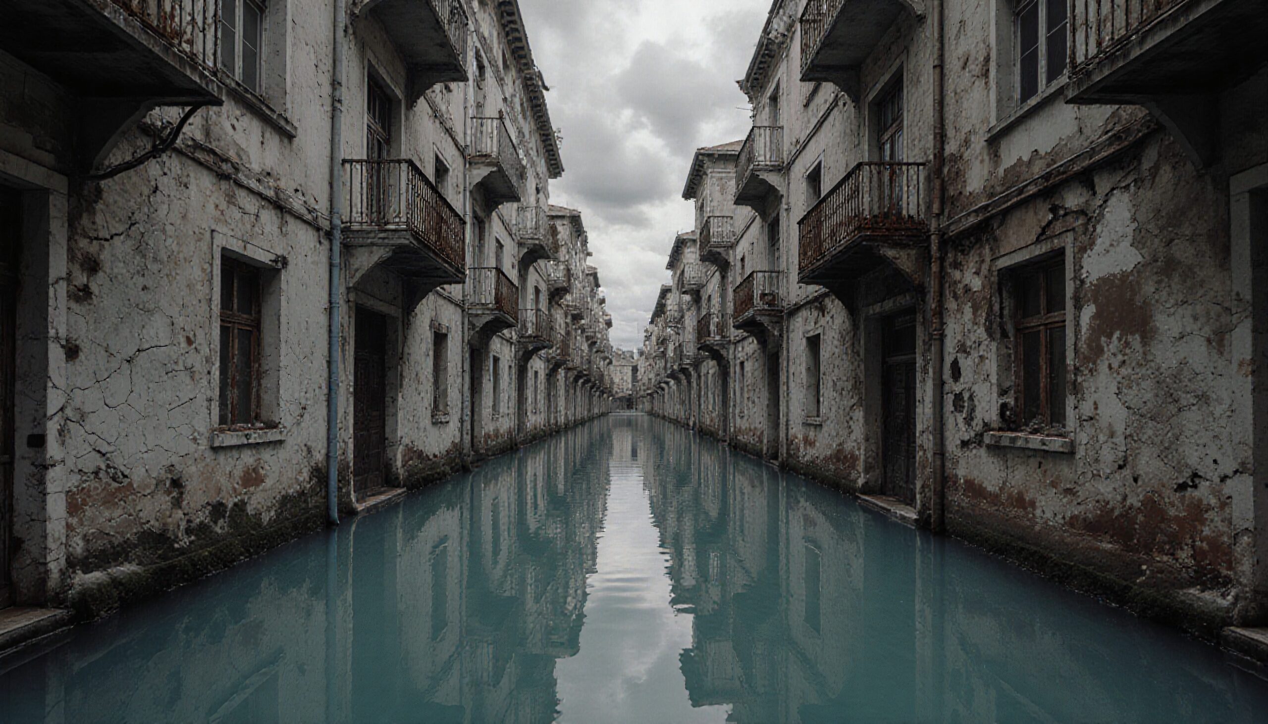Reflections in Abandoned Alleyway Canal