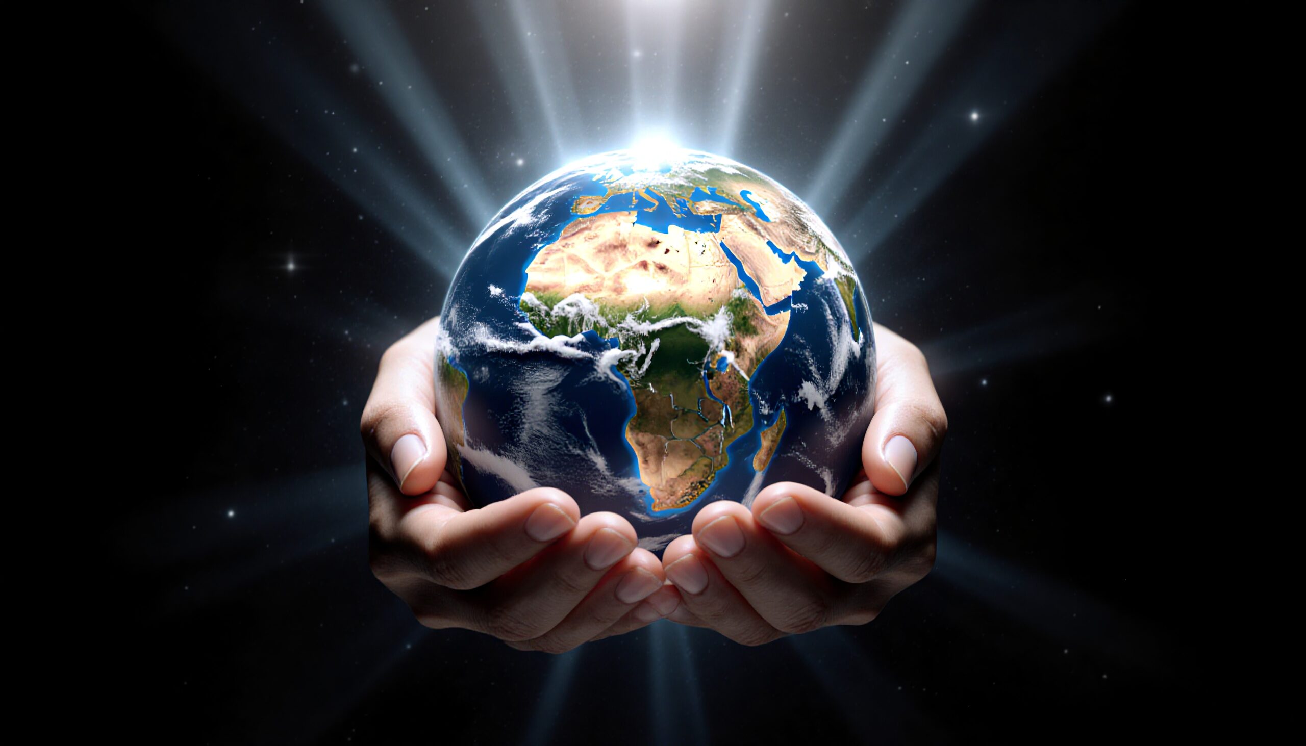 Hands Cradling Planet Earth