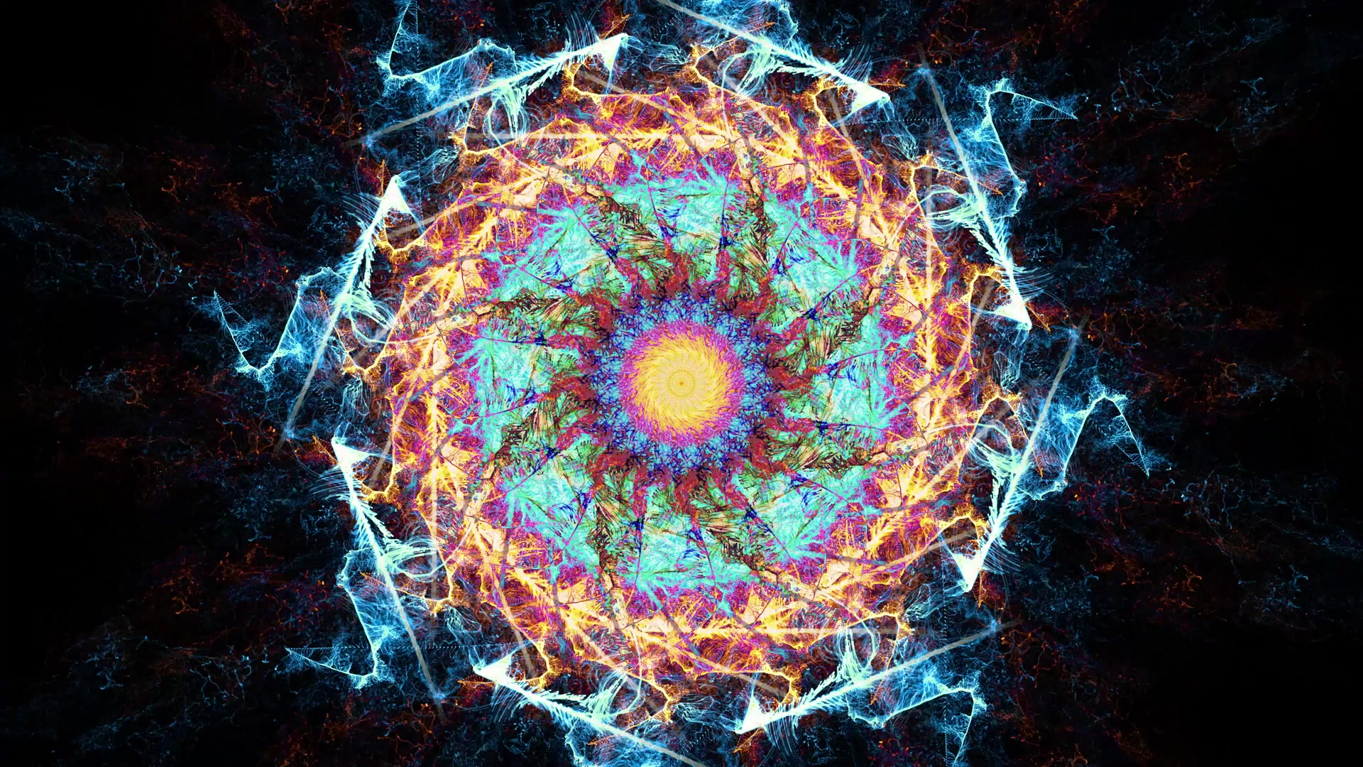 Vibrant Cosmic Mandala Burst HD Video Loop