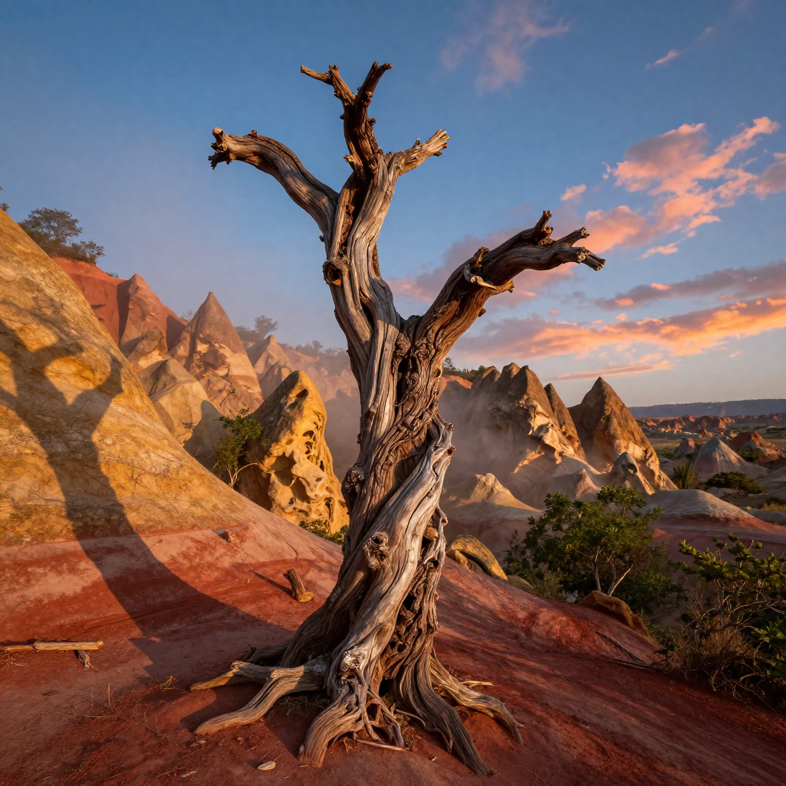 Desert Landscape with Gnarled Tree