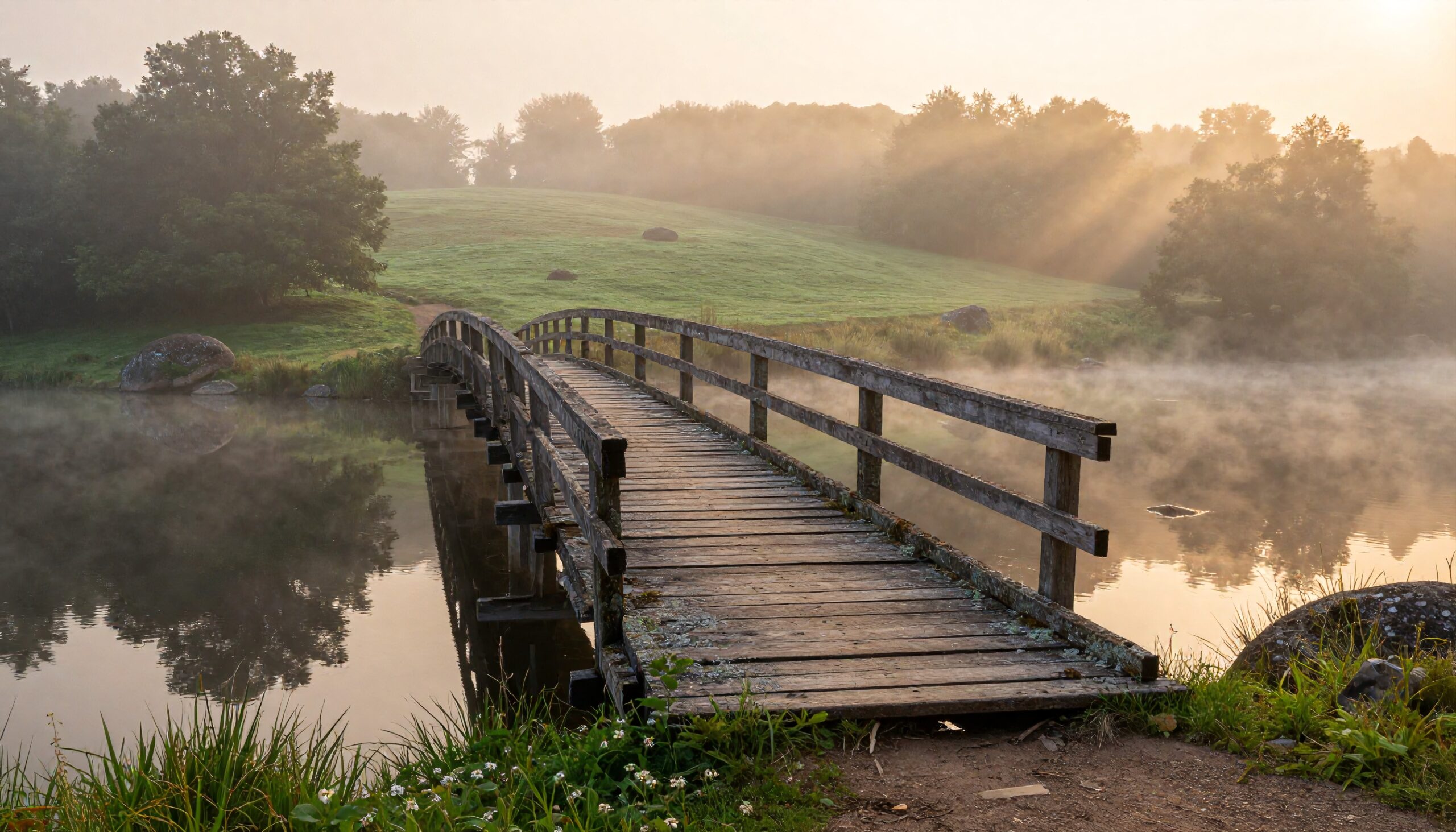 Serene Morning Misty Bridge