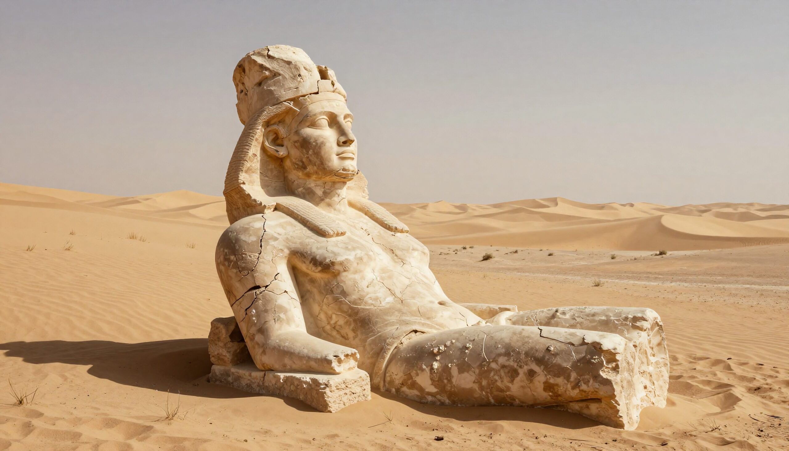 Ancient Statue in Desert Sand