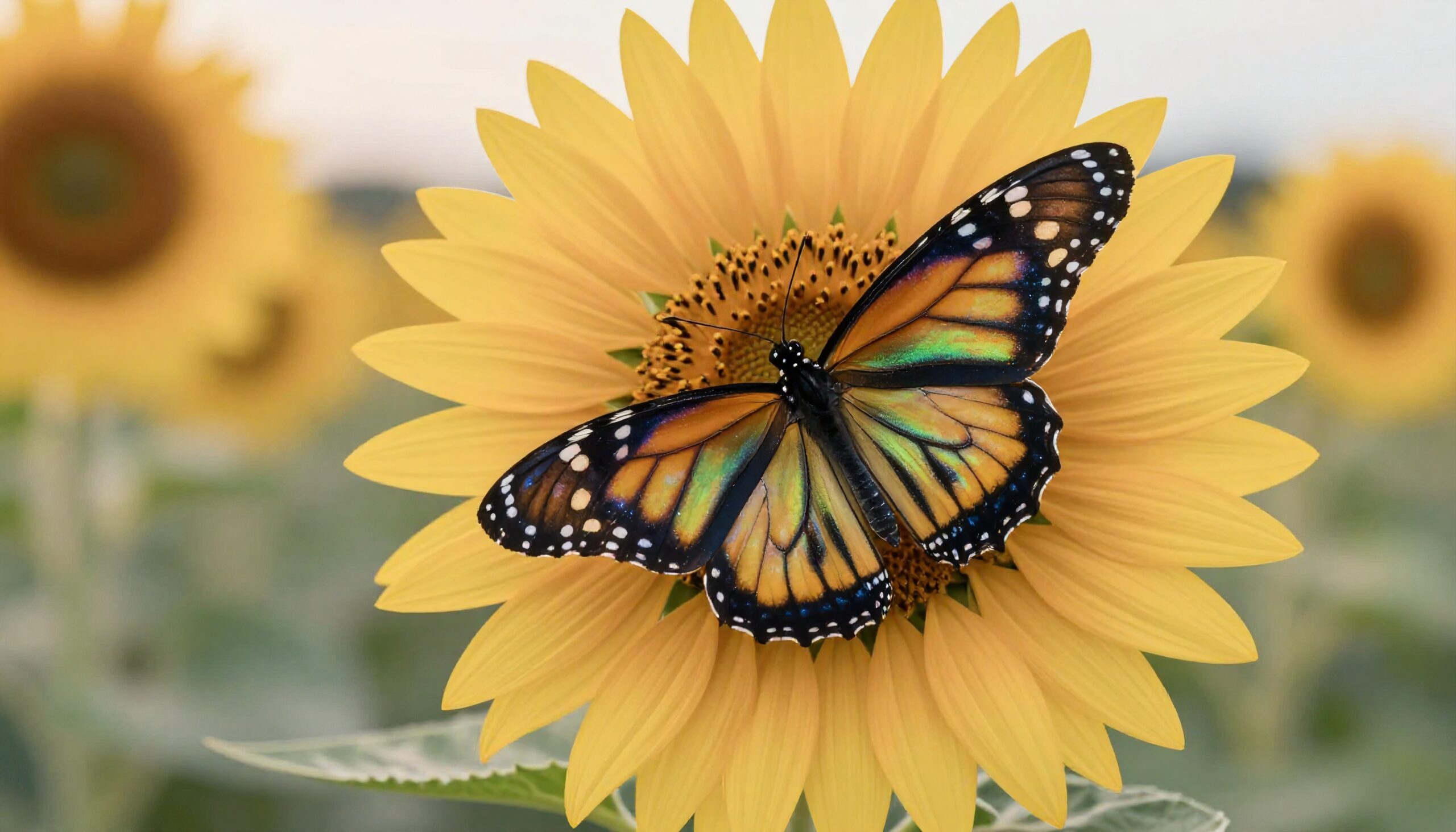 Butterfly Perched on Sunflower