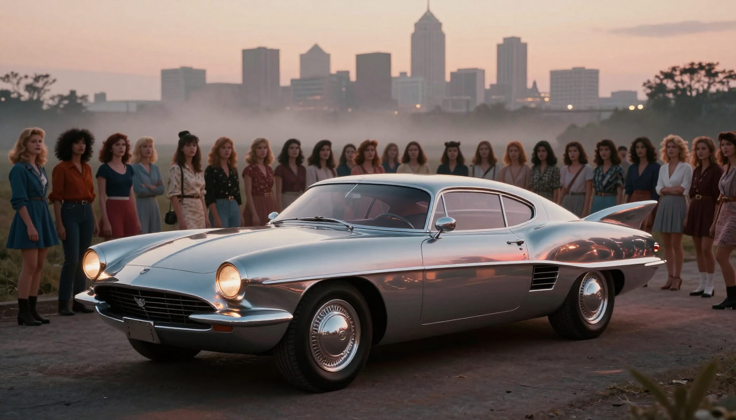 Classic Car and Cityscape Scene
