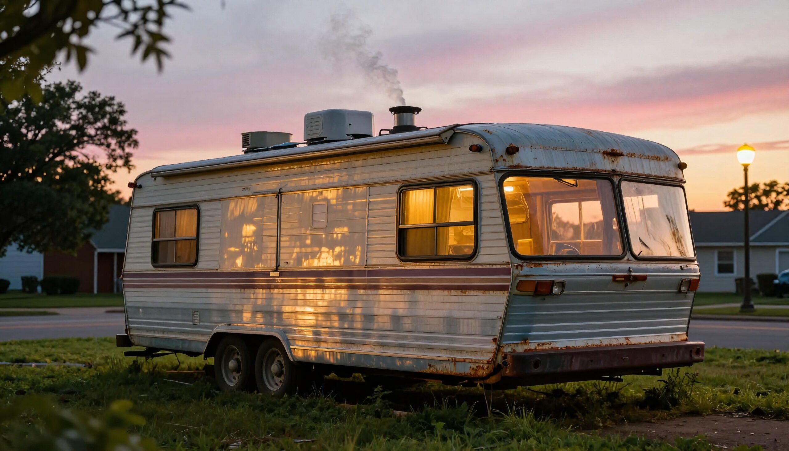 Old RV at Sunset Glow