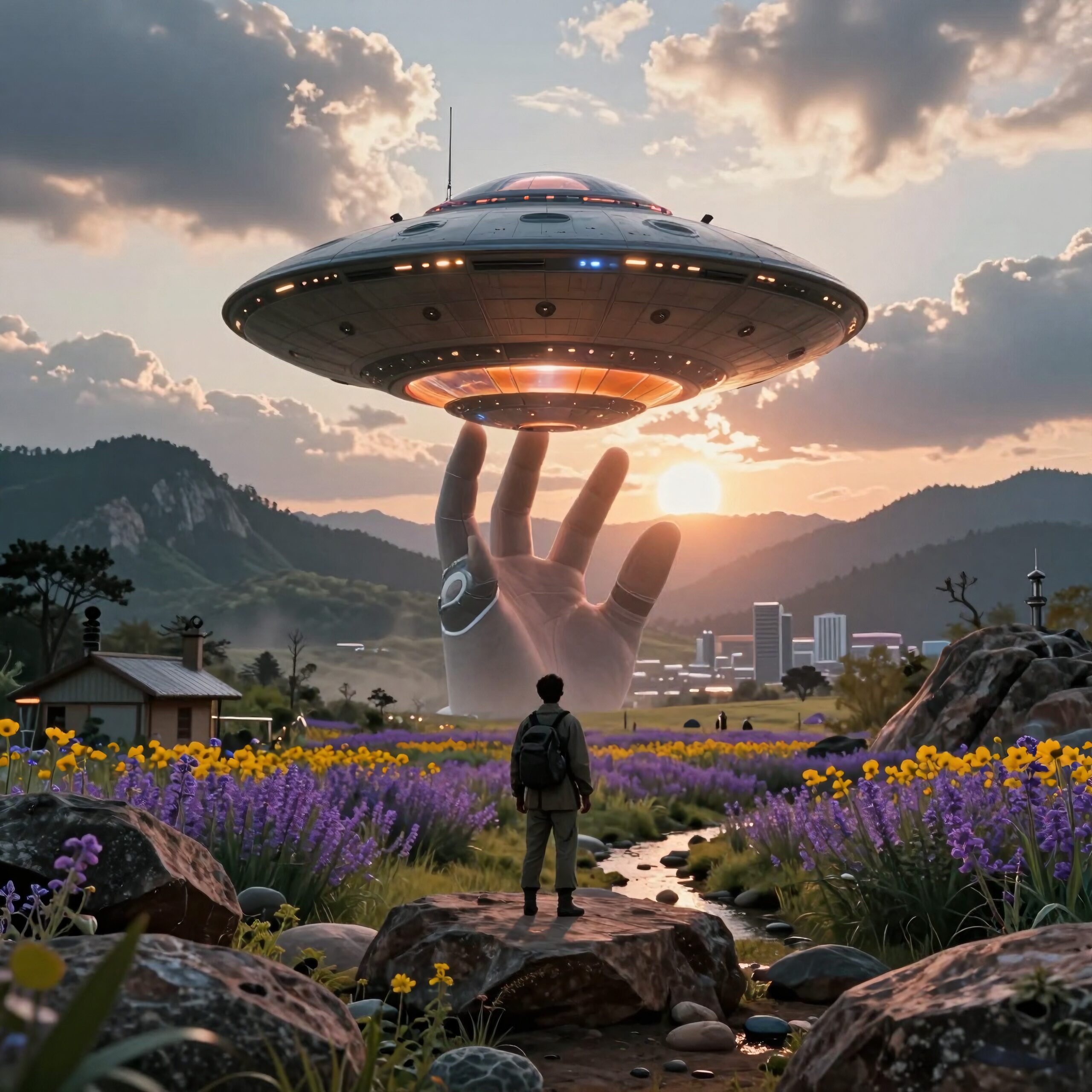 UFO Encounter in Flower Field