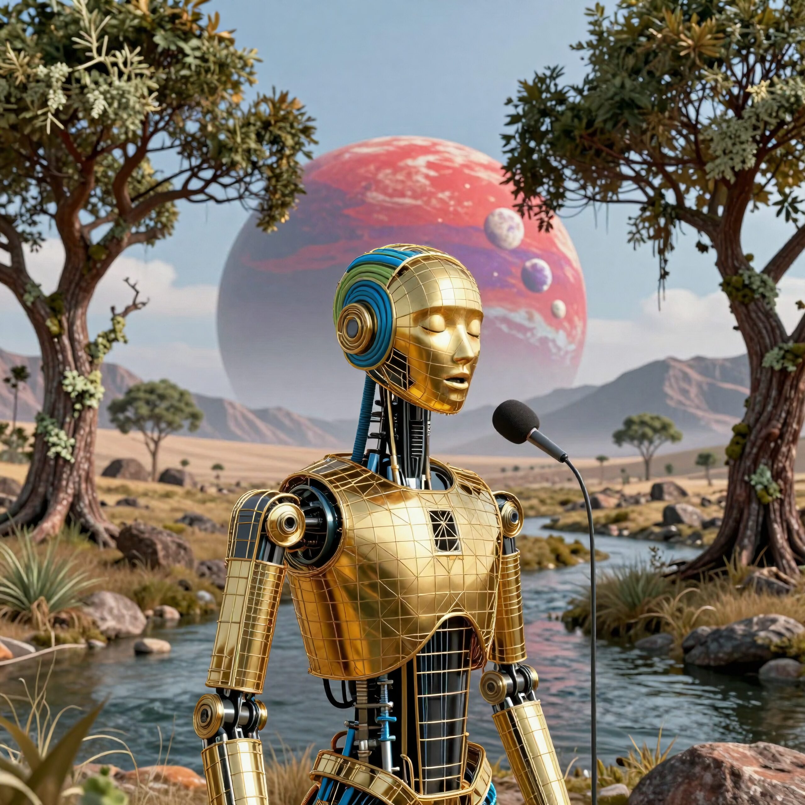 Golden Robot on Alien Planet