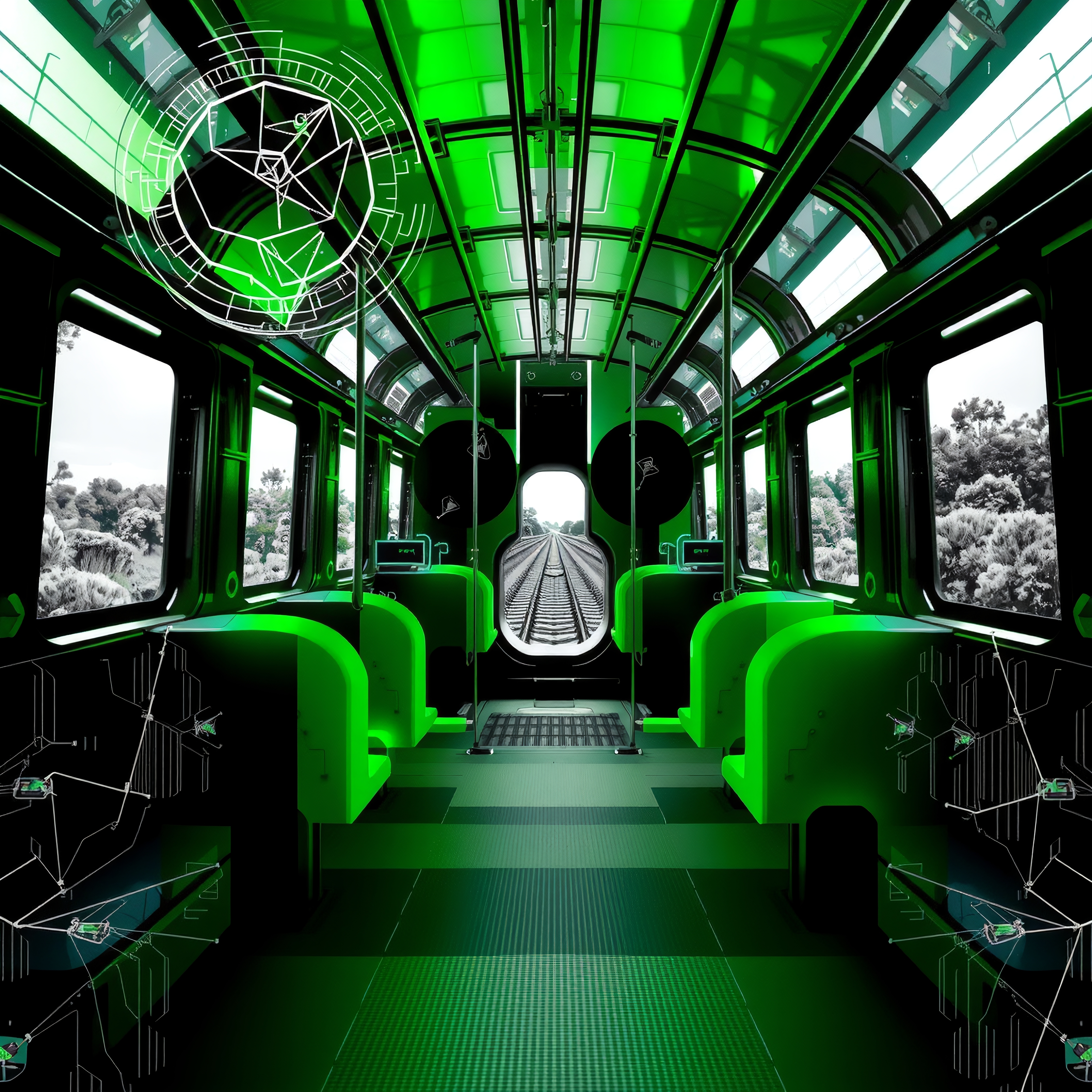 Futuristic Neon Train Interior
