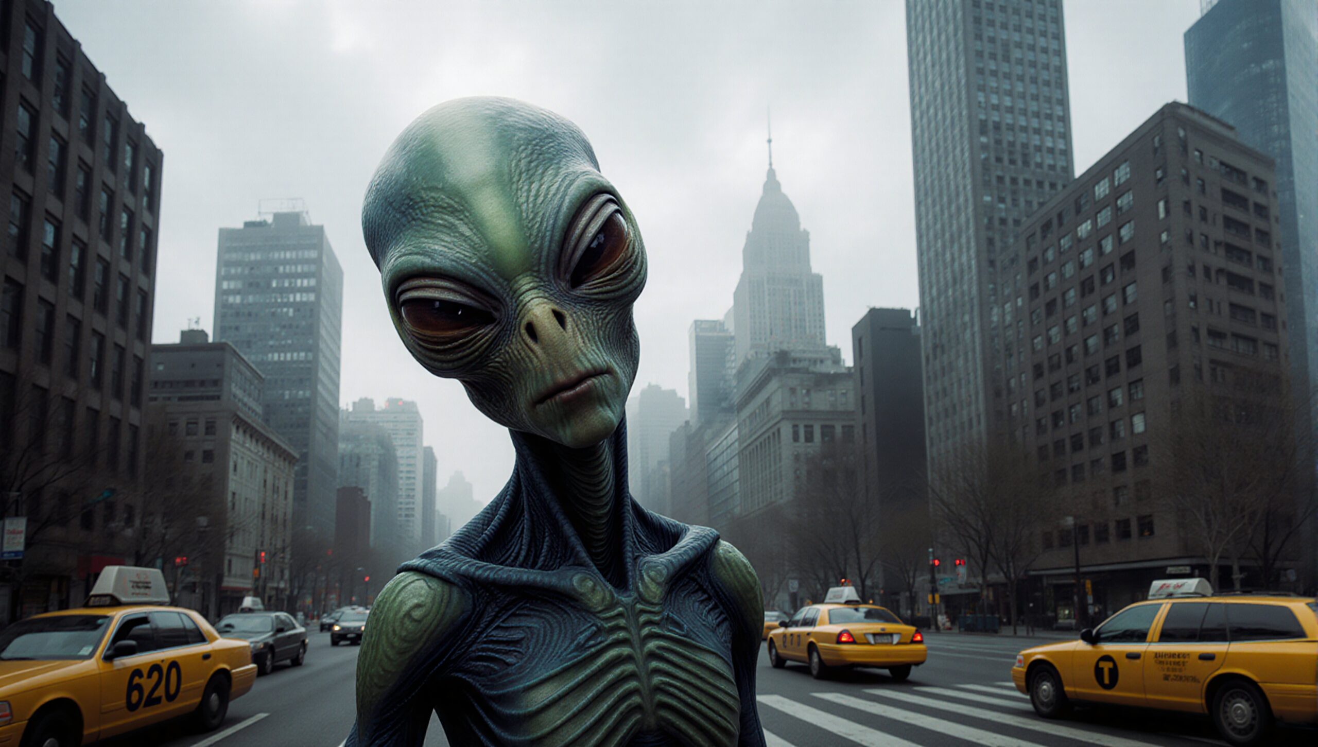 Alien Visitor in Busy City