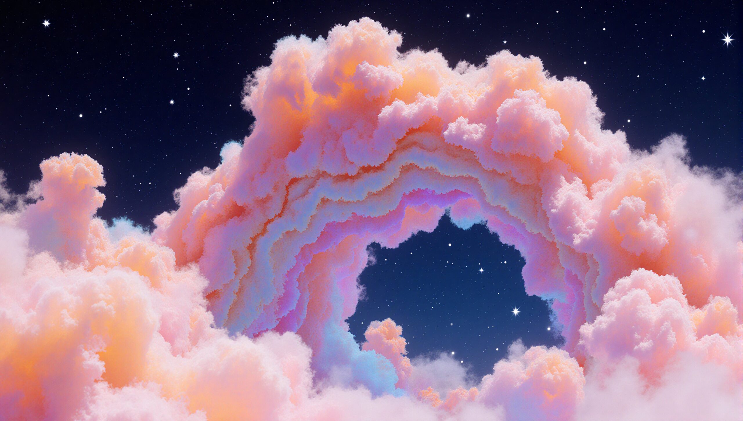 Dreamy Nighttime Cloud Arch