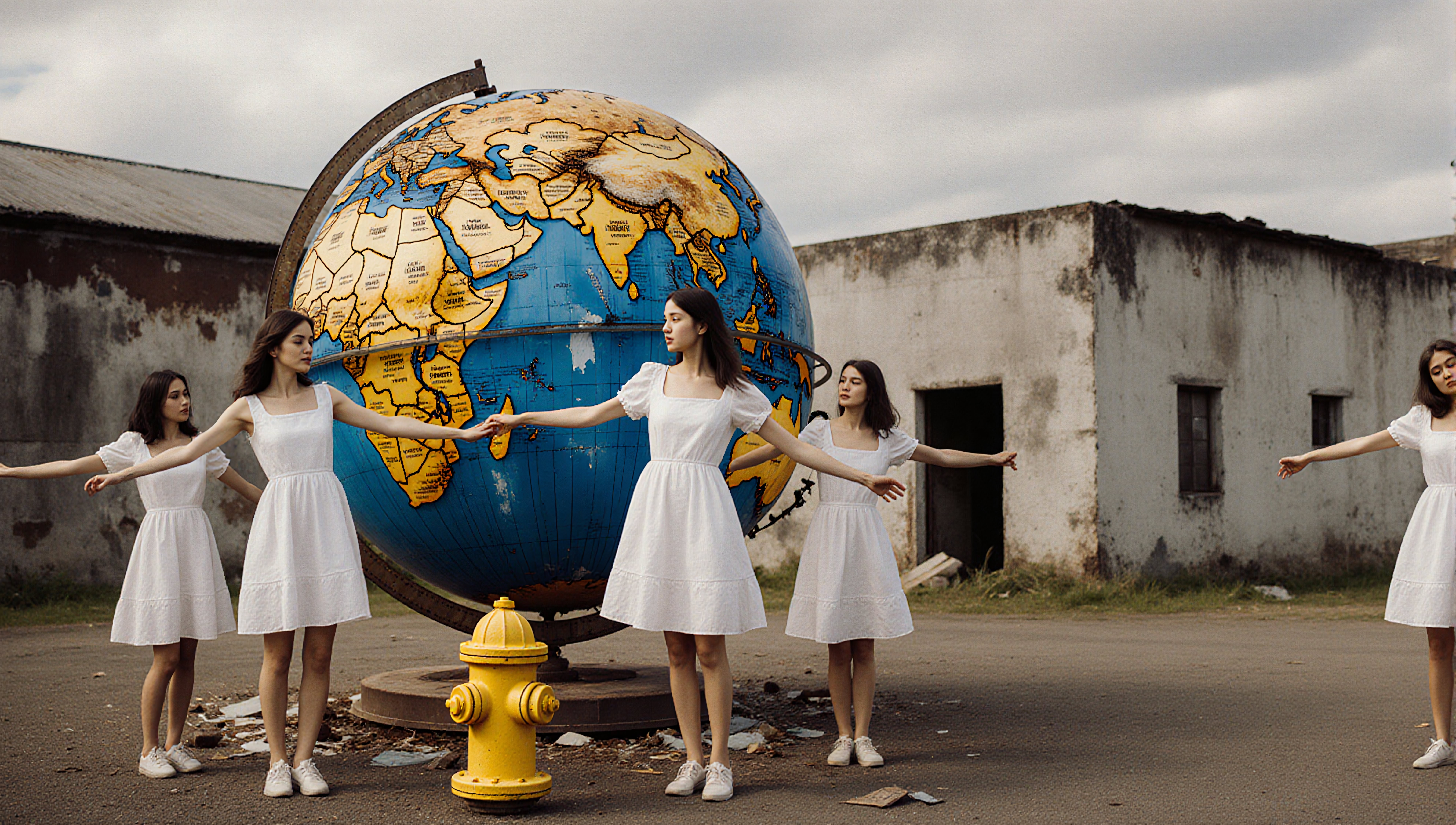 Women Circle Around Giant Globe