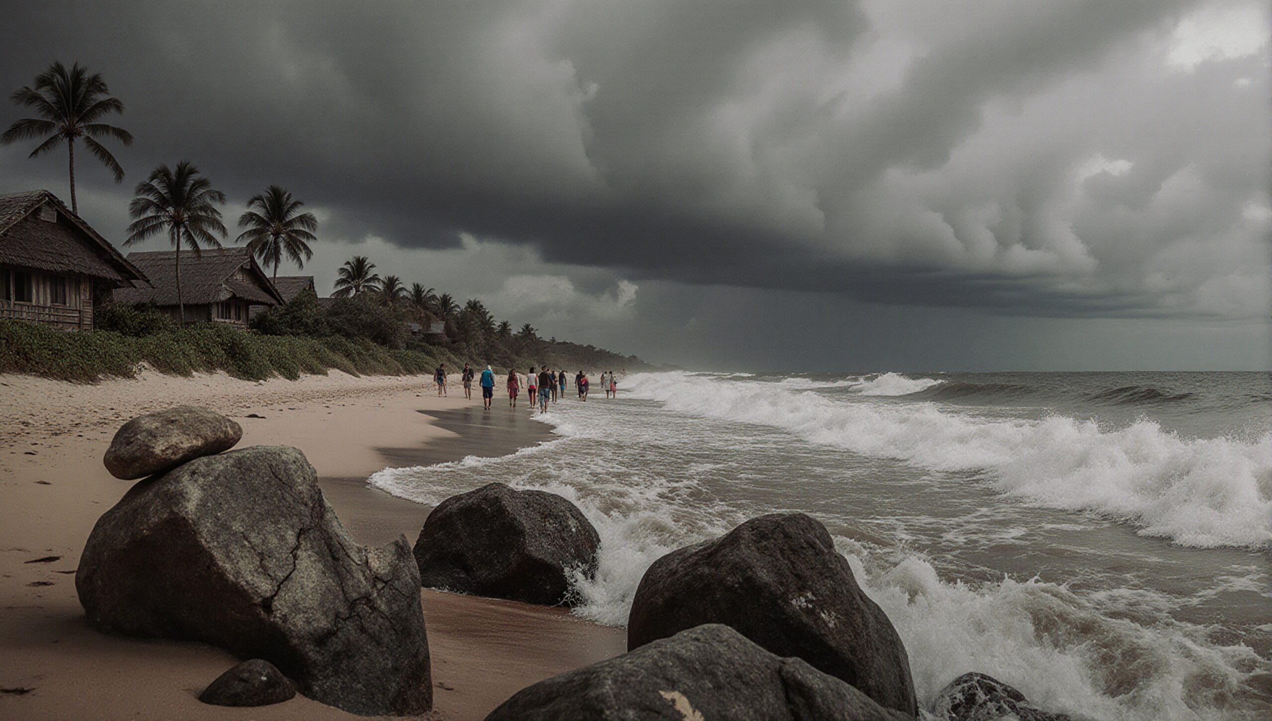 Storm Approaching Serene Tropical Beach