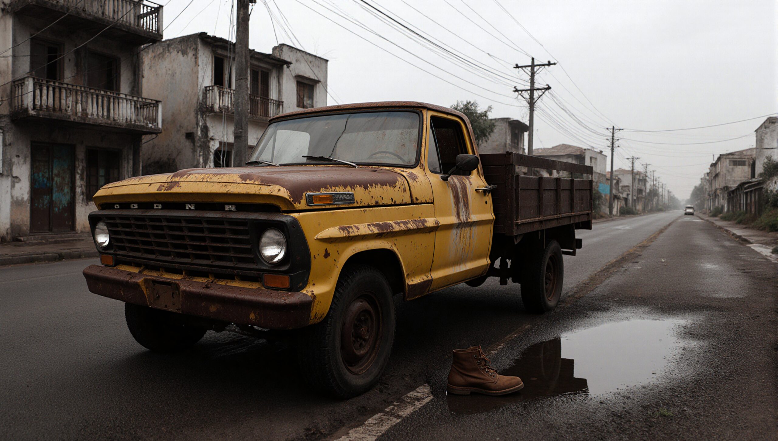 Rusty Truck in Abandoned Street