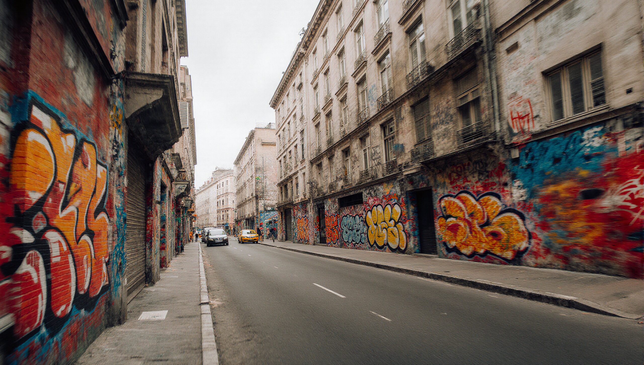 Vibrant graffiti on urban street