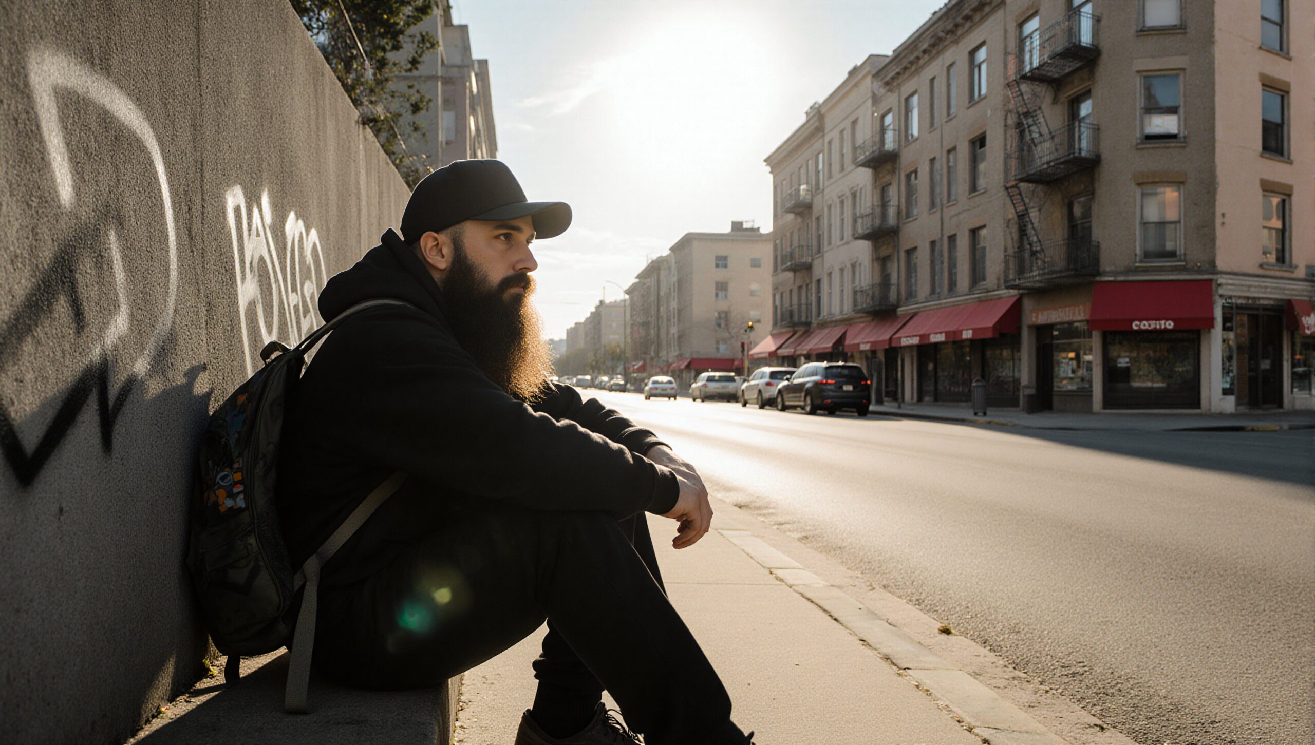 Sunset Reflections on Urban Street