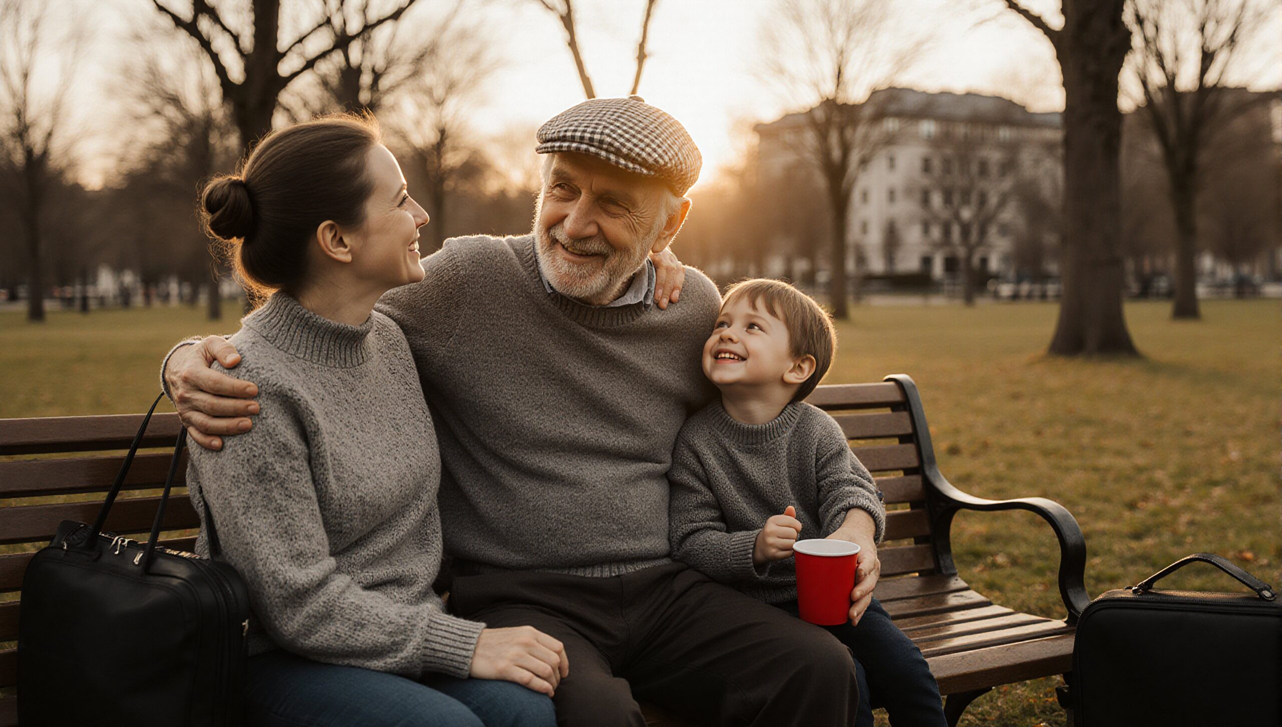 Family Enjoying Sunset Together