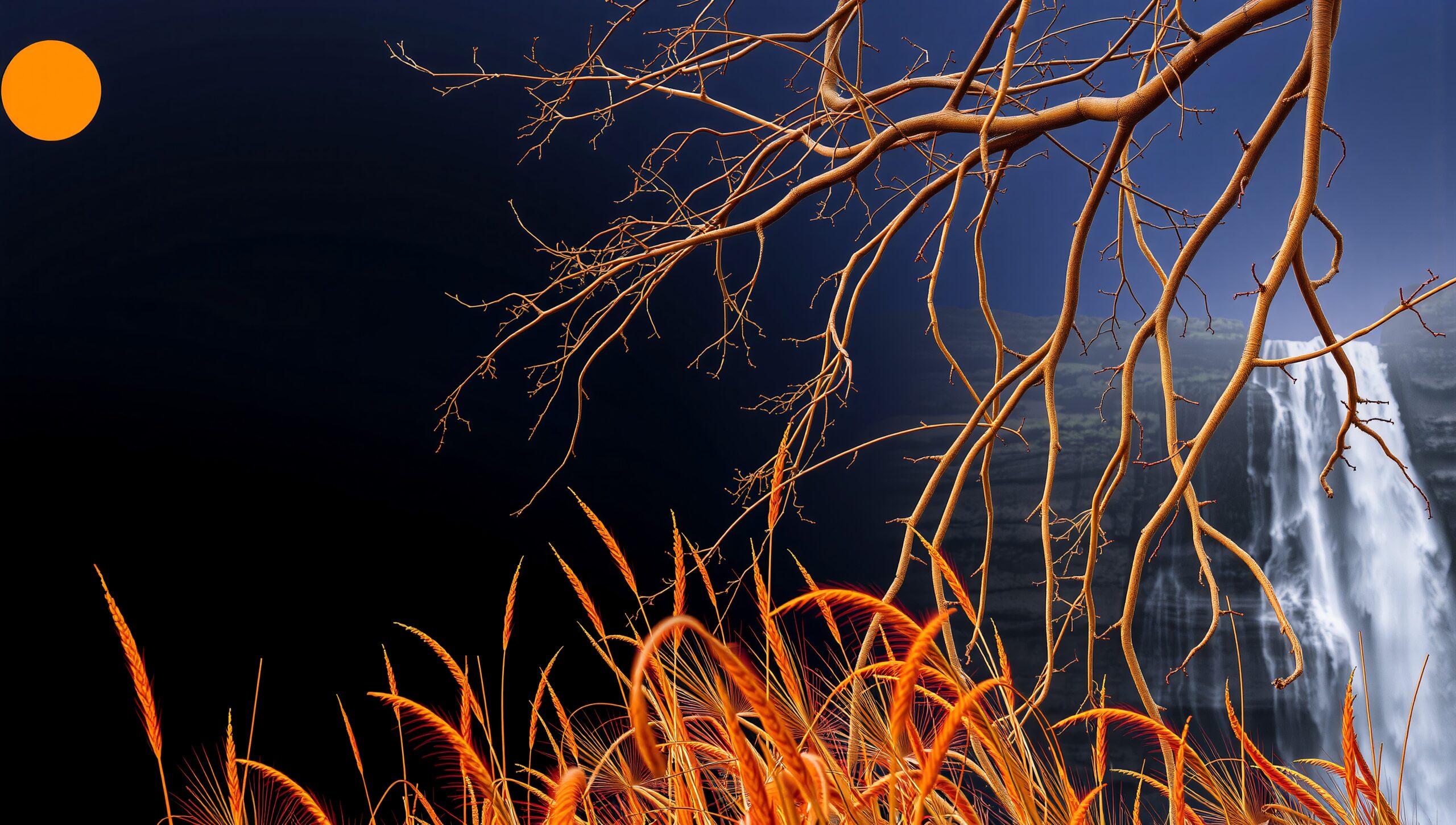 Surreal Nature Dreamscape with Waterfall