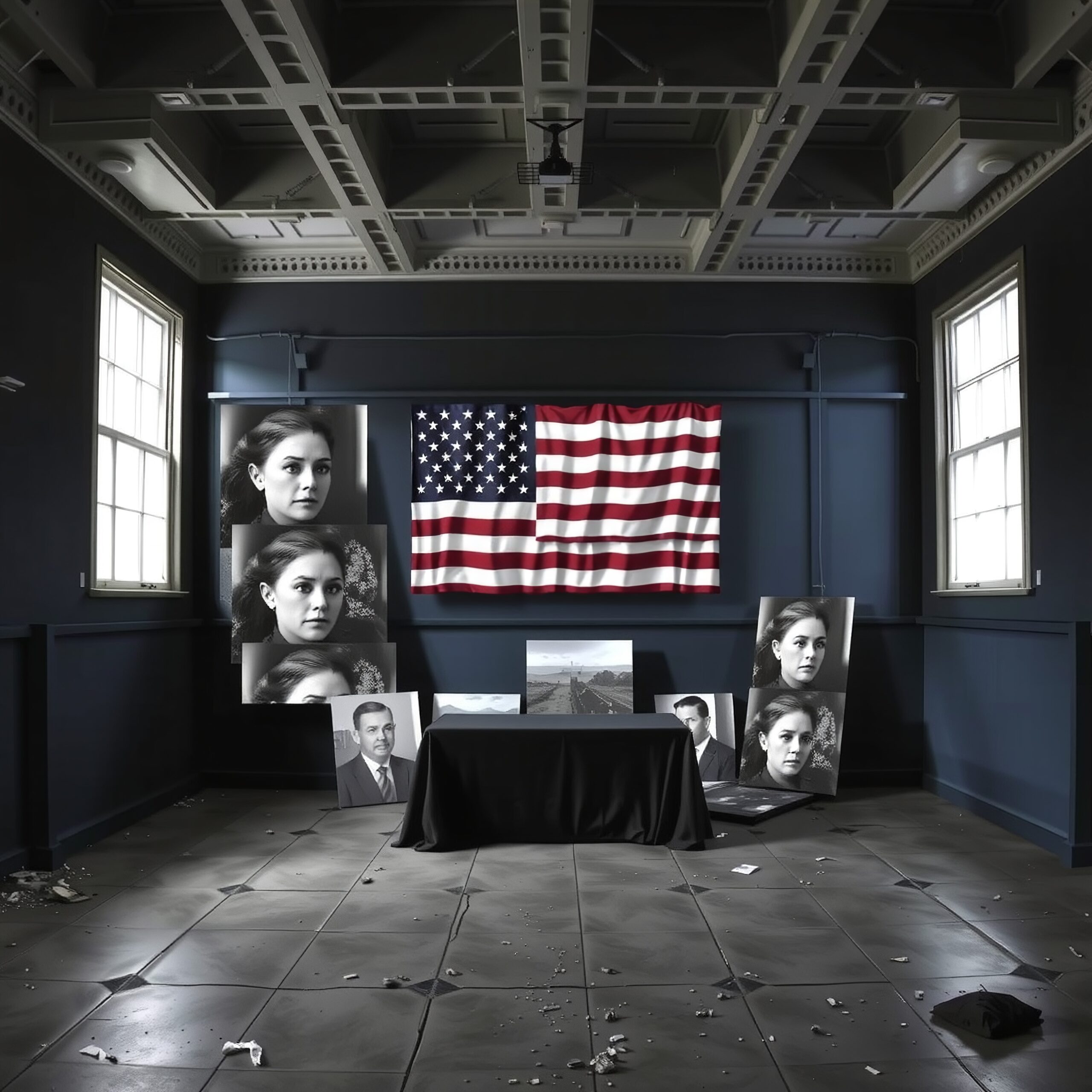 American Flag and Portraits Display