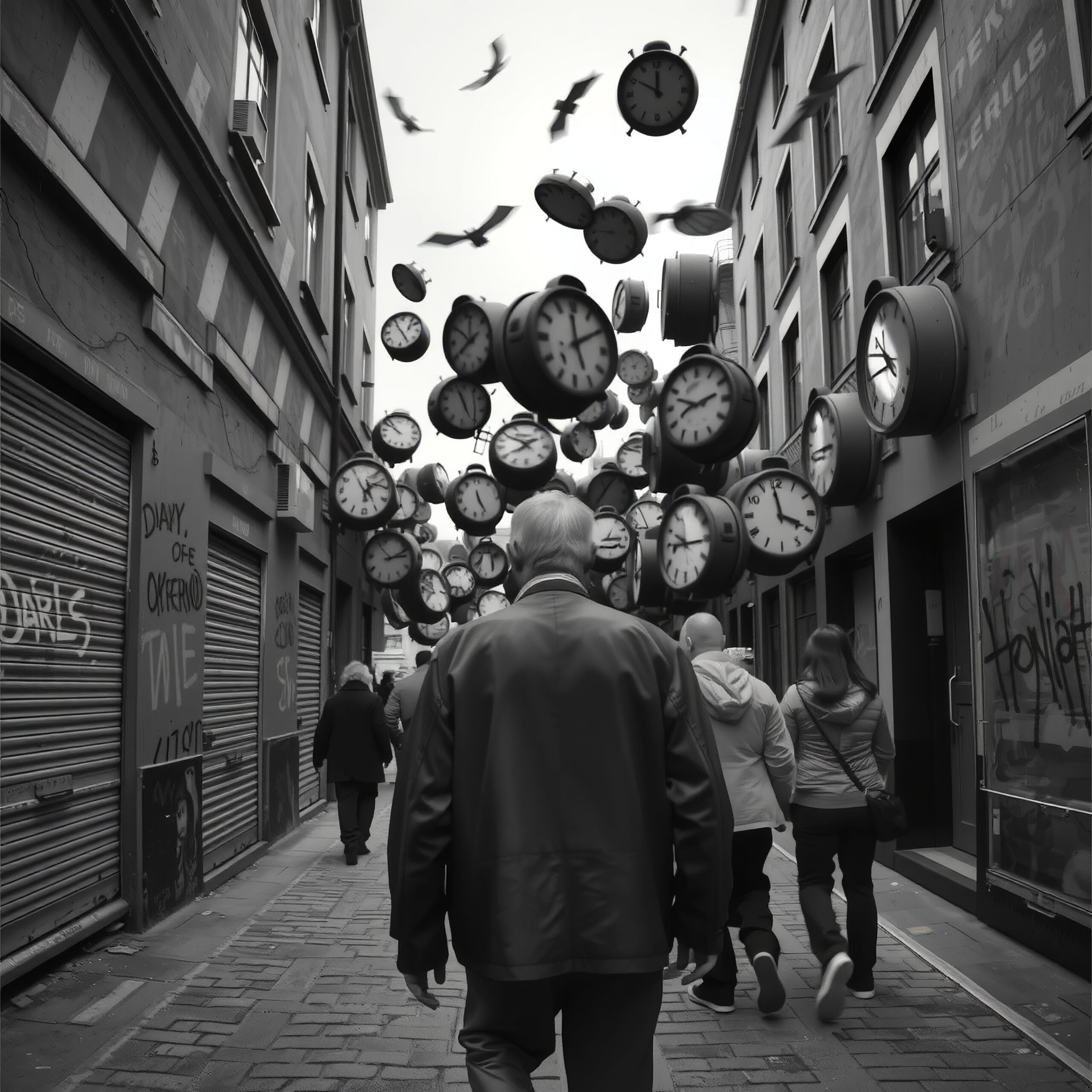 Surreal Clocks Suspend Time Alley