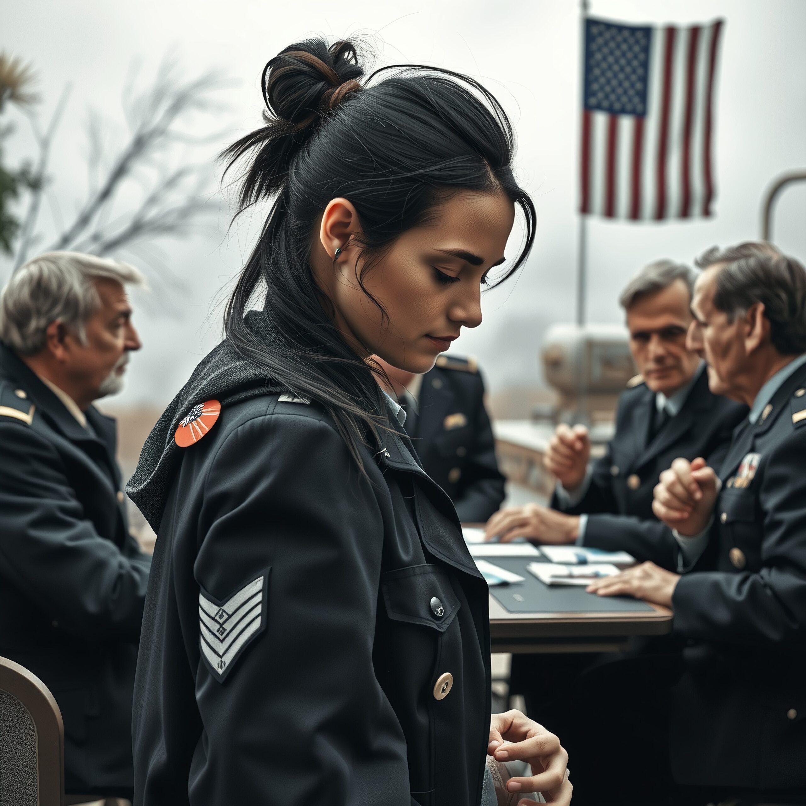 Military Leadership Strategizing Outdoors Meeting