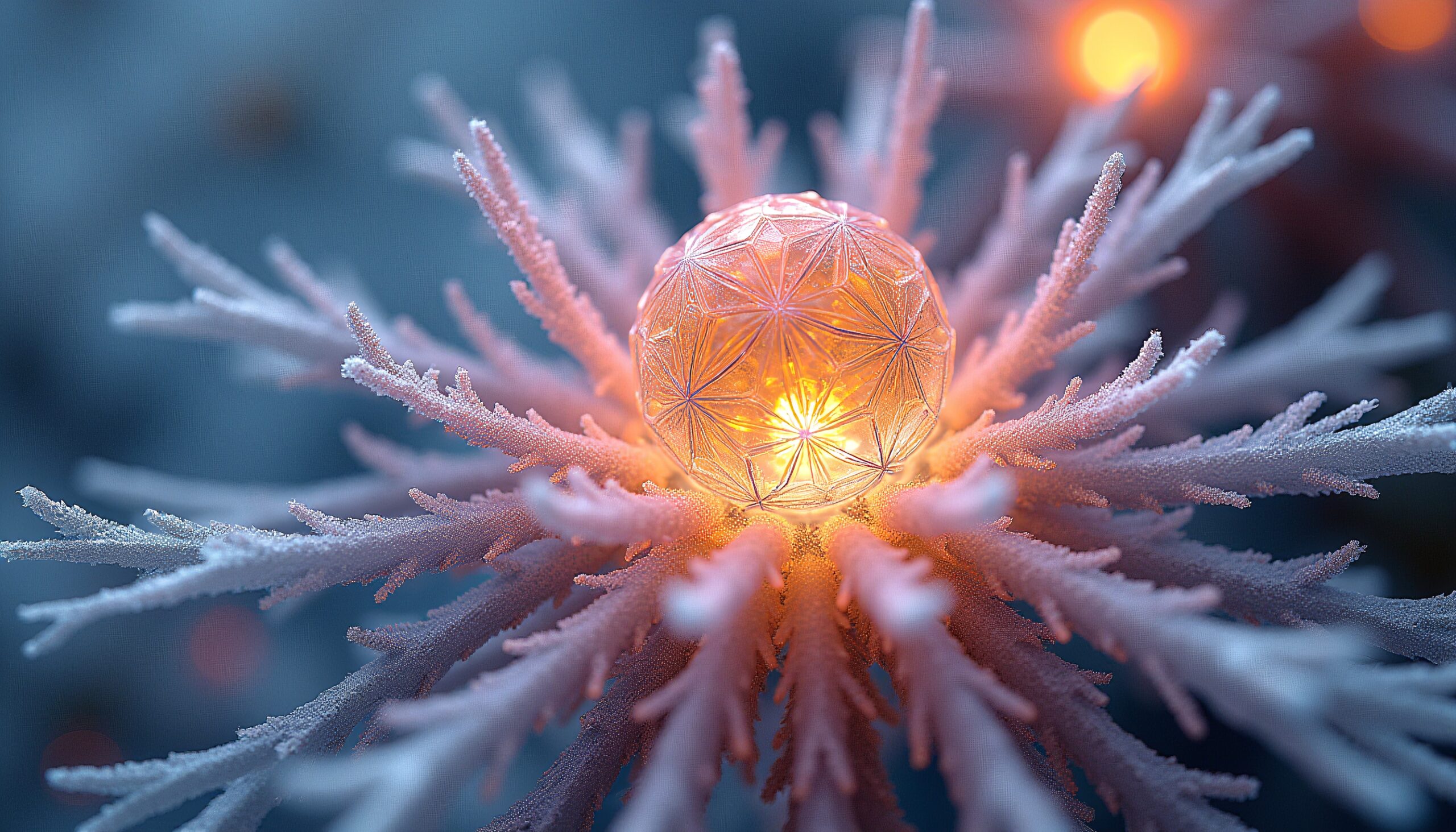 Radiant Snowflake with Glowing Sphere