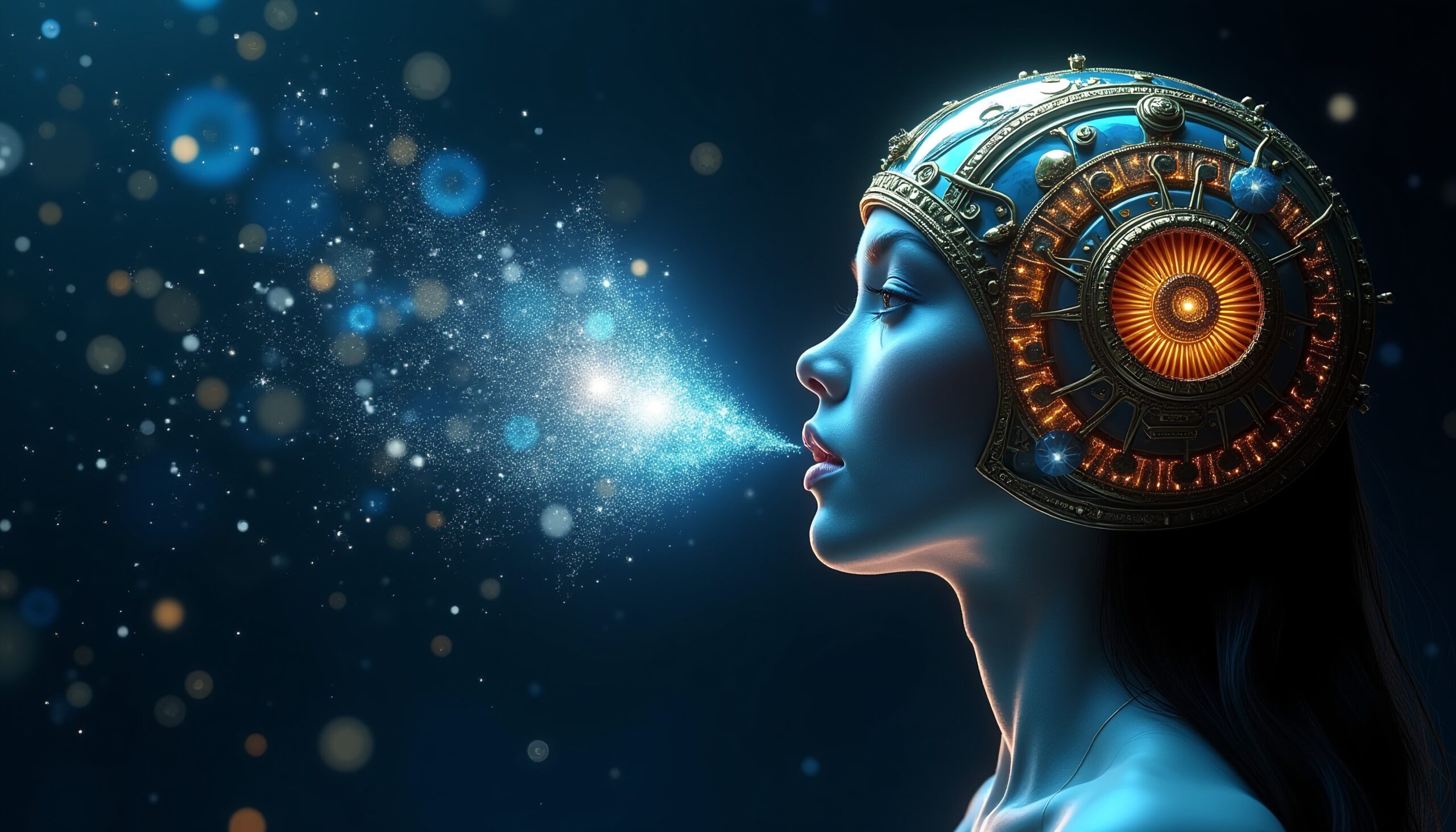 Futuristic Woman Breathing Stardust