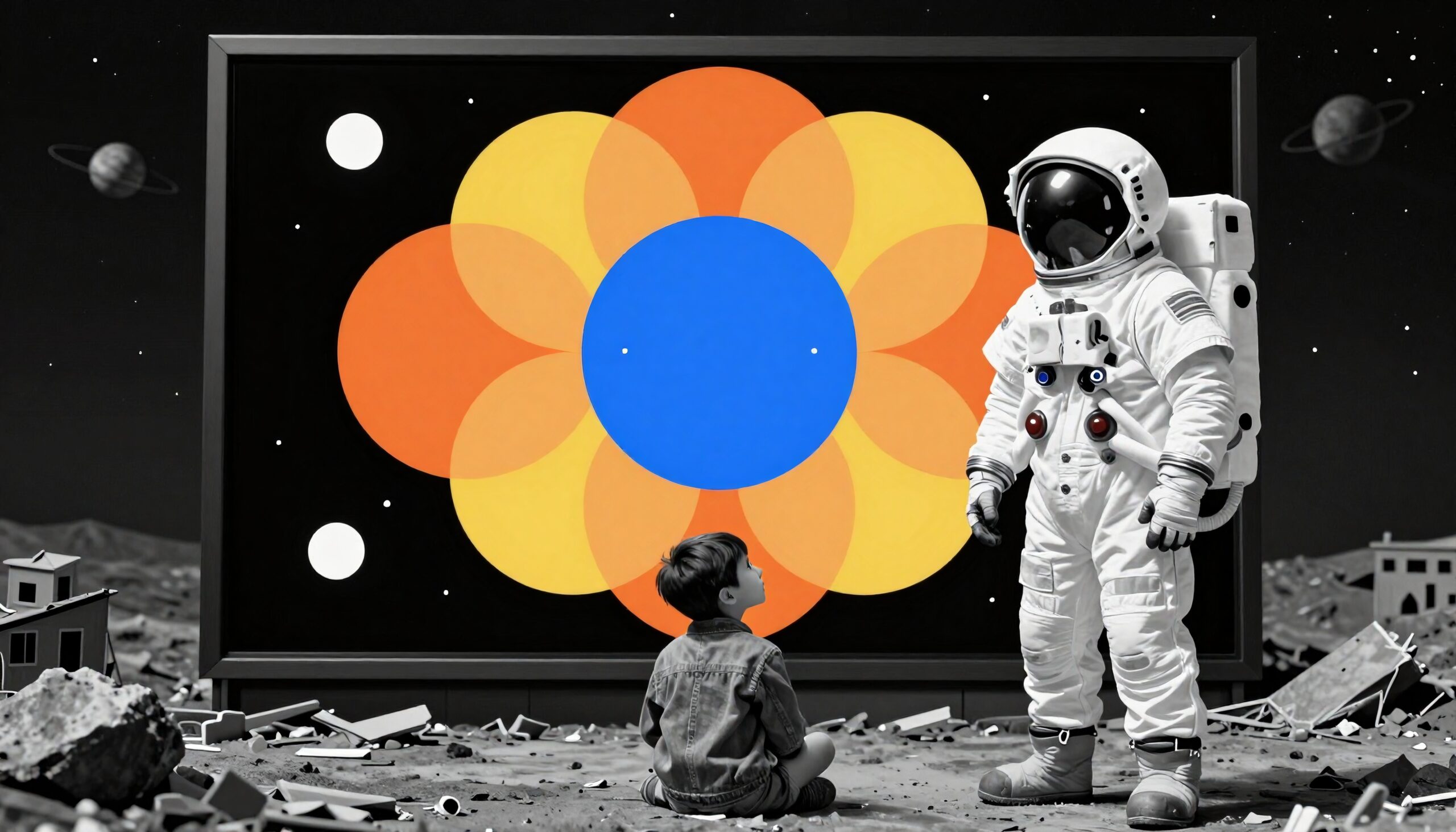 Astronaut and Child on Moon