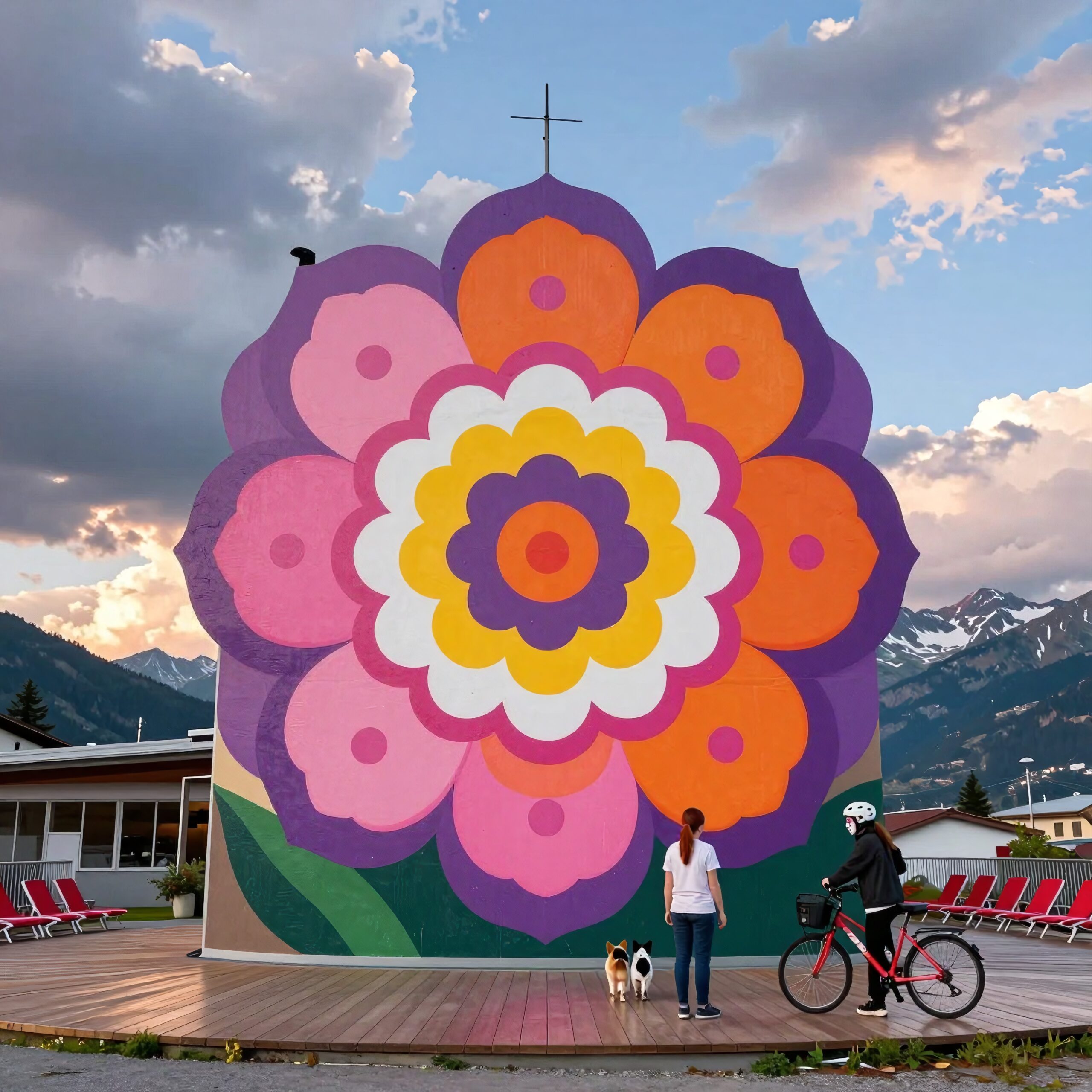 Bright Flowers Mountain View Mural