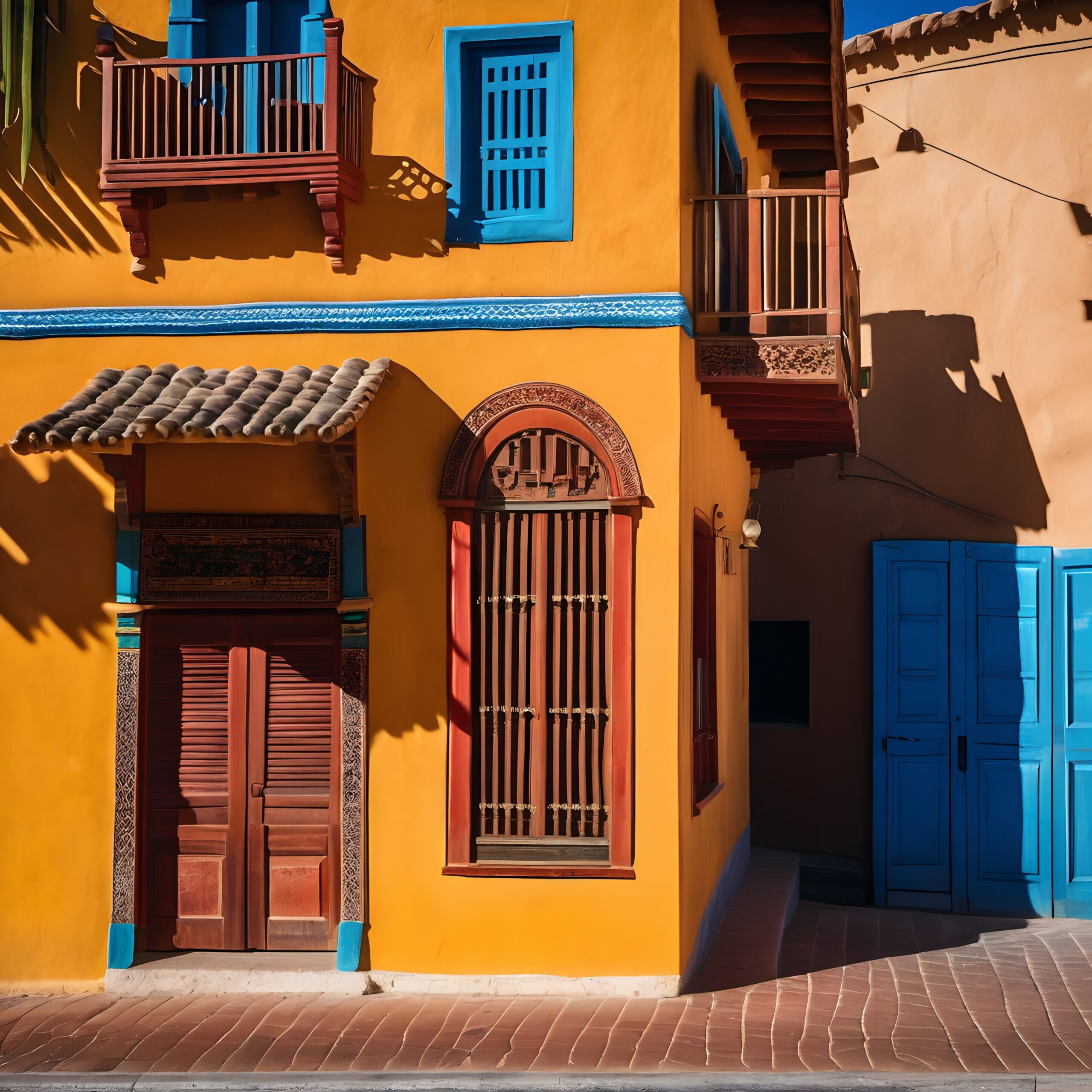 Colorful architectural street corner