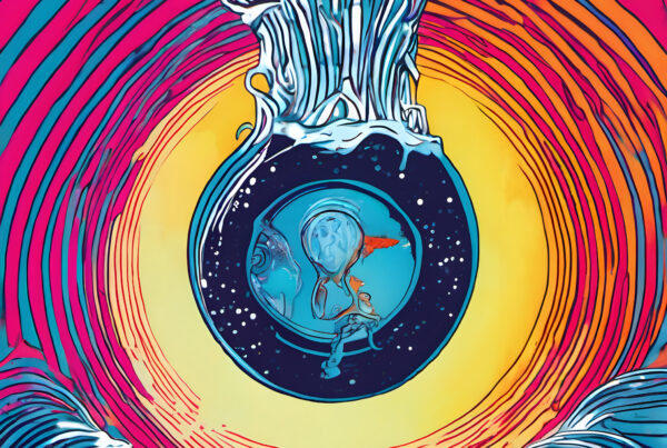 Cosmic eye vortex of vibrant colors, creating a sense of vision.