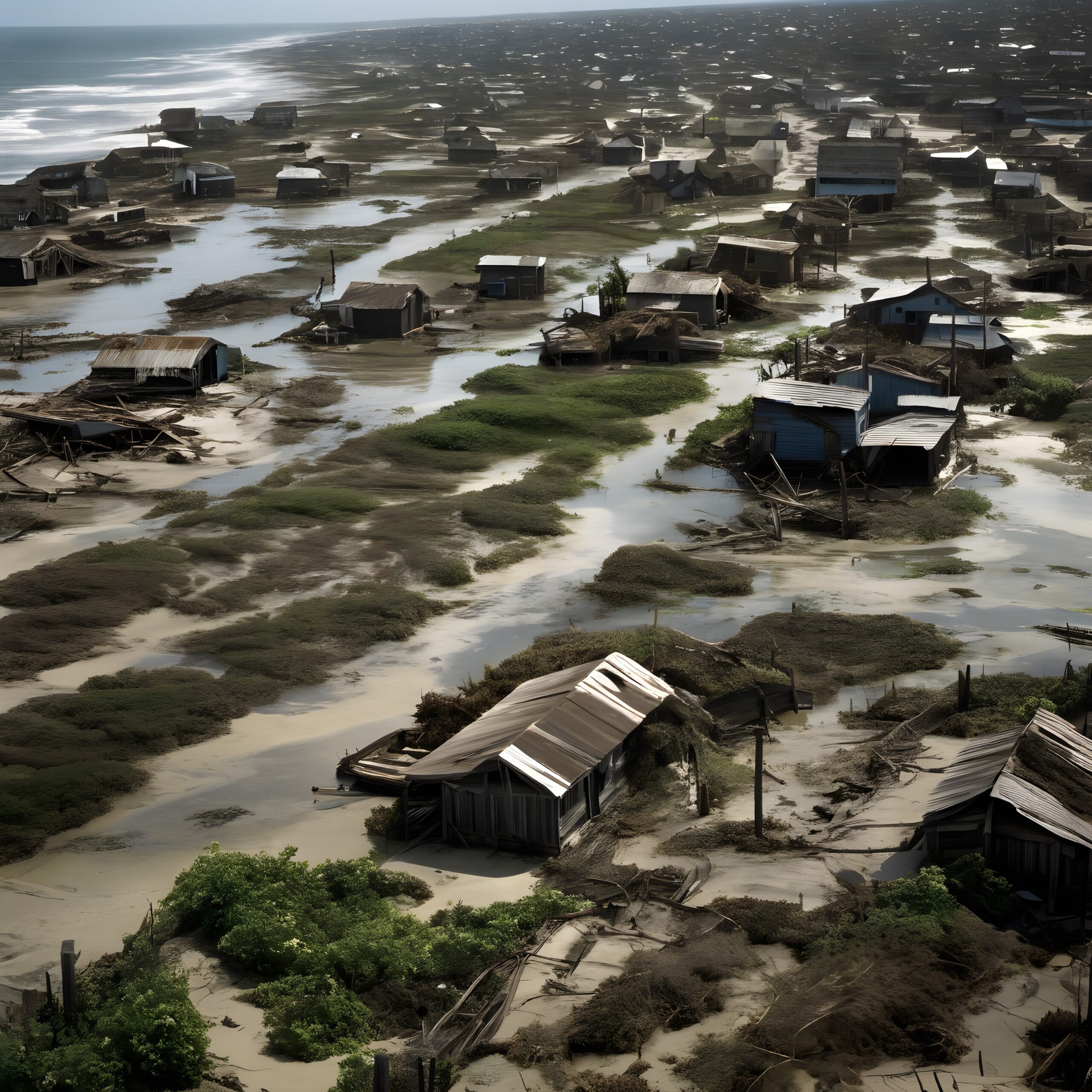 Flooded Coastal Village Aftermath