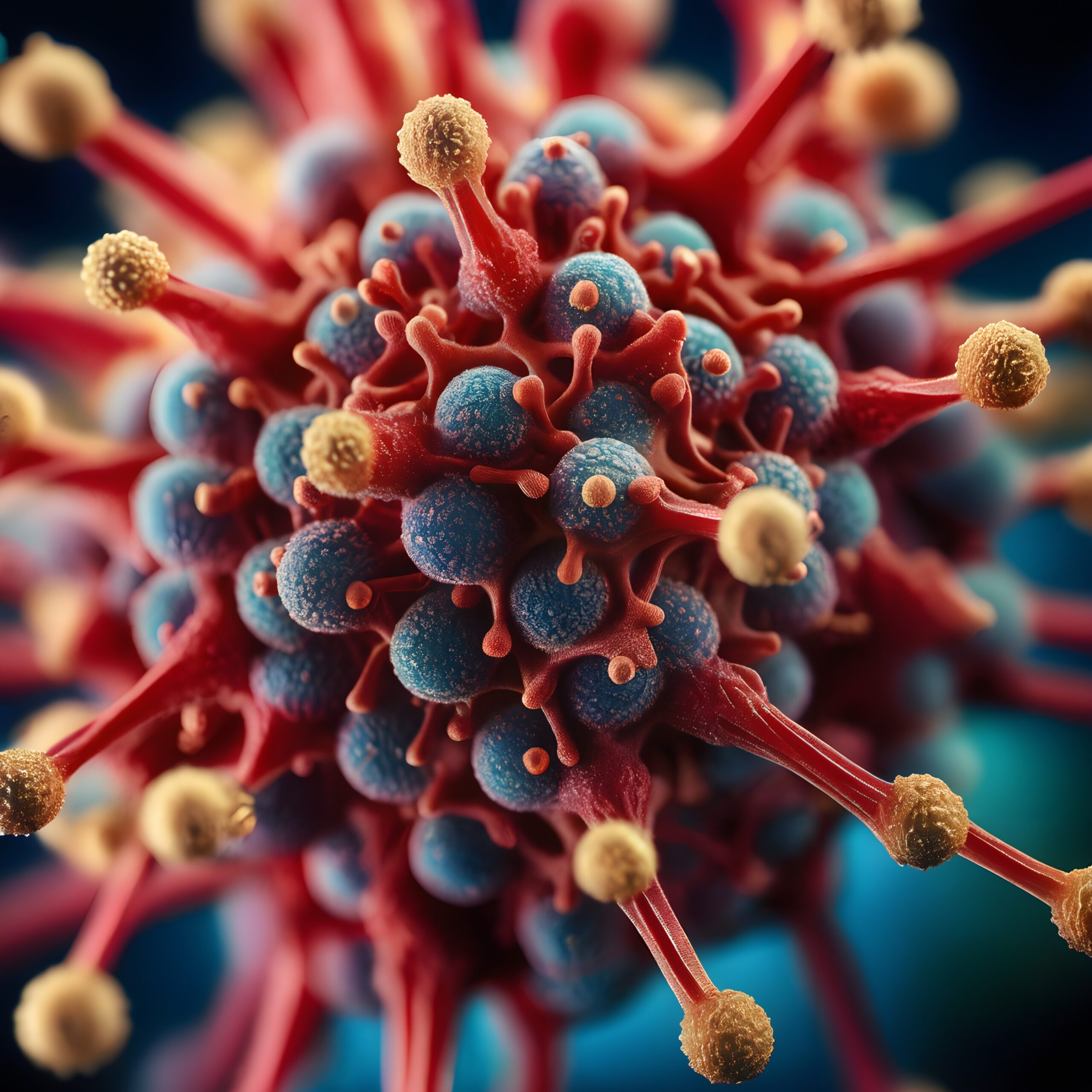 Vibrant Virus Close-Up Illustration