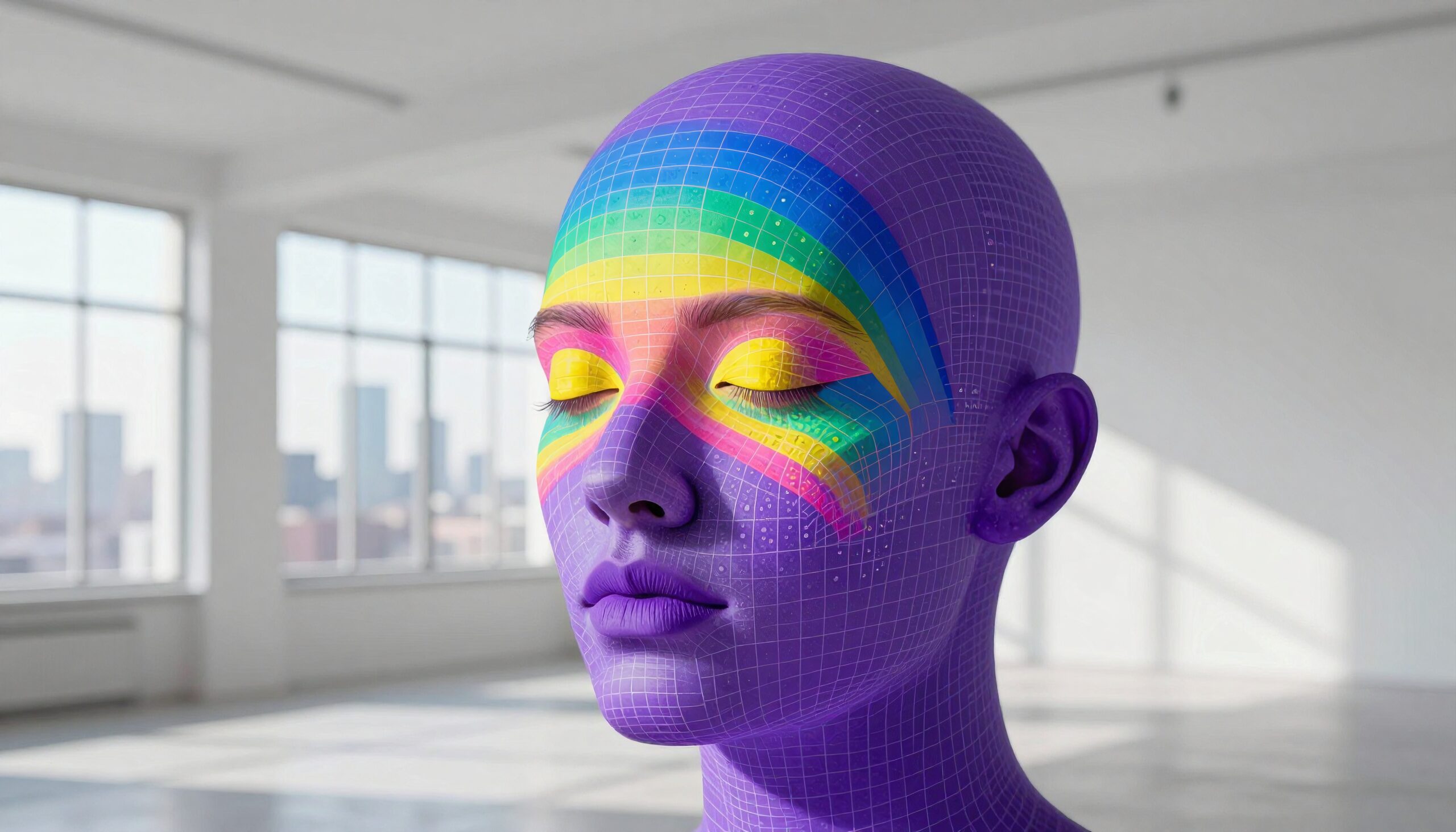 Digital Art Rainbow-Painted Face