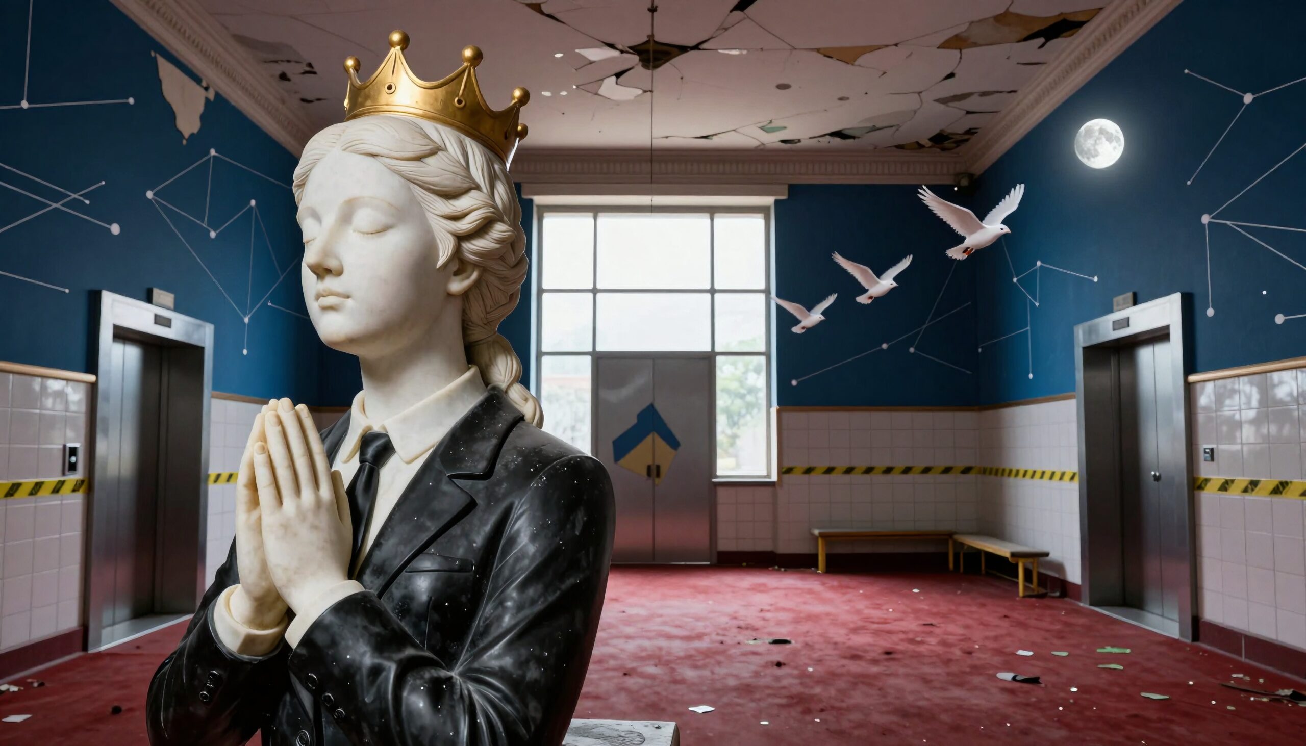 Surreal juxtaposition in abandoned space