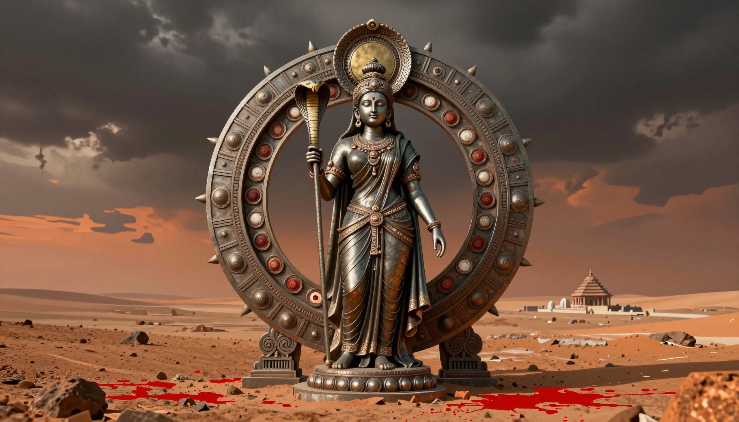 Majestic Statue in Desert Landscape