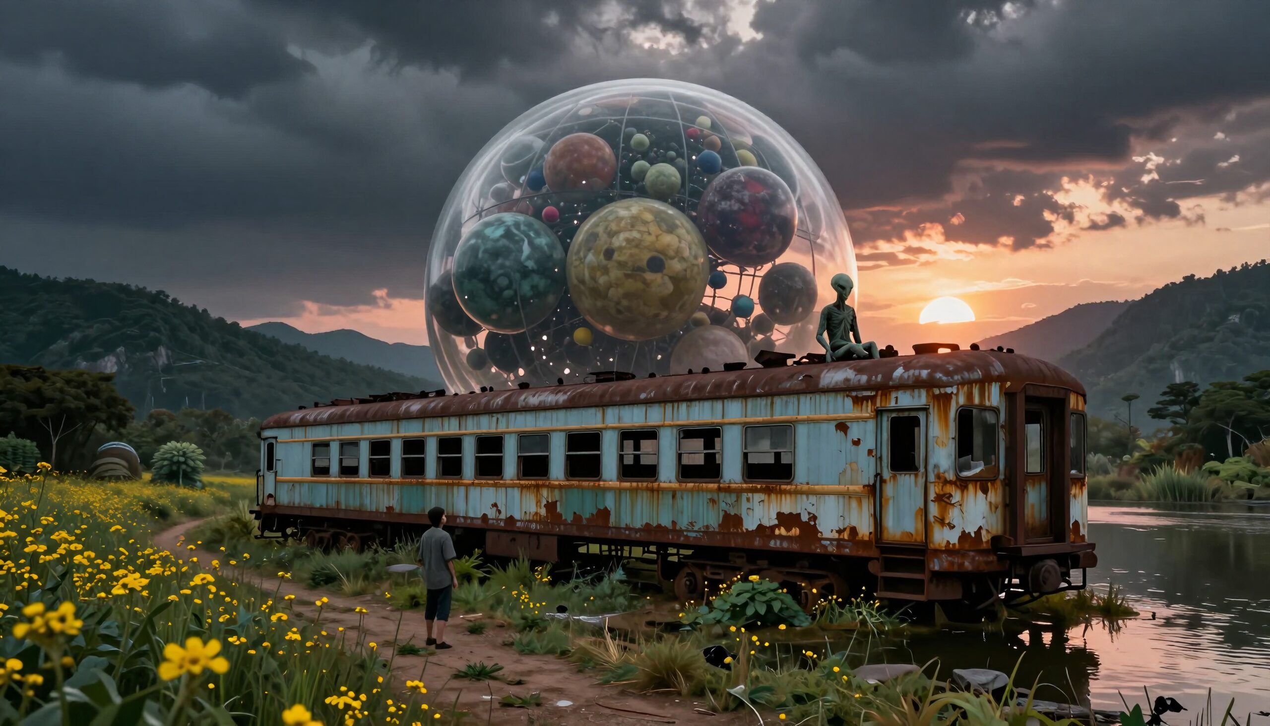 Mystical Scene with Alien Train