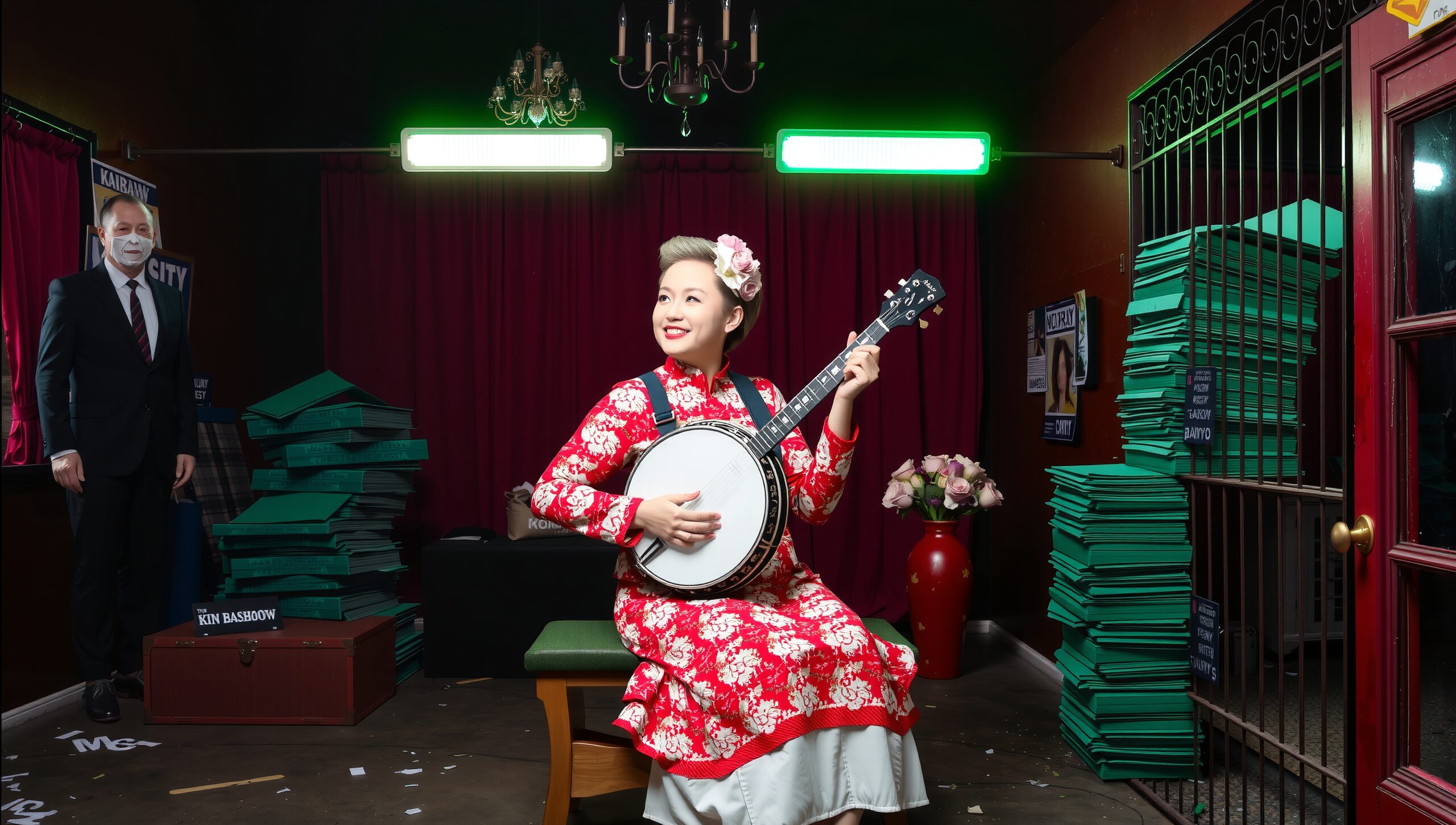 Joyful Banjo Player Performance Scene