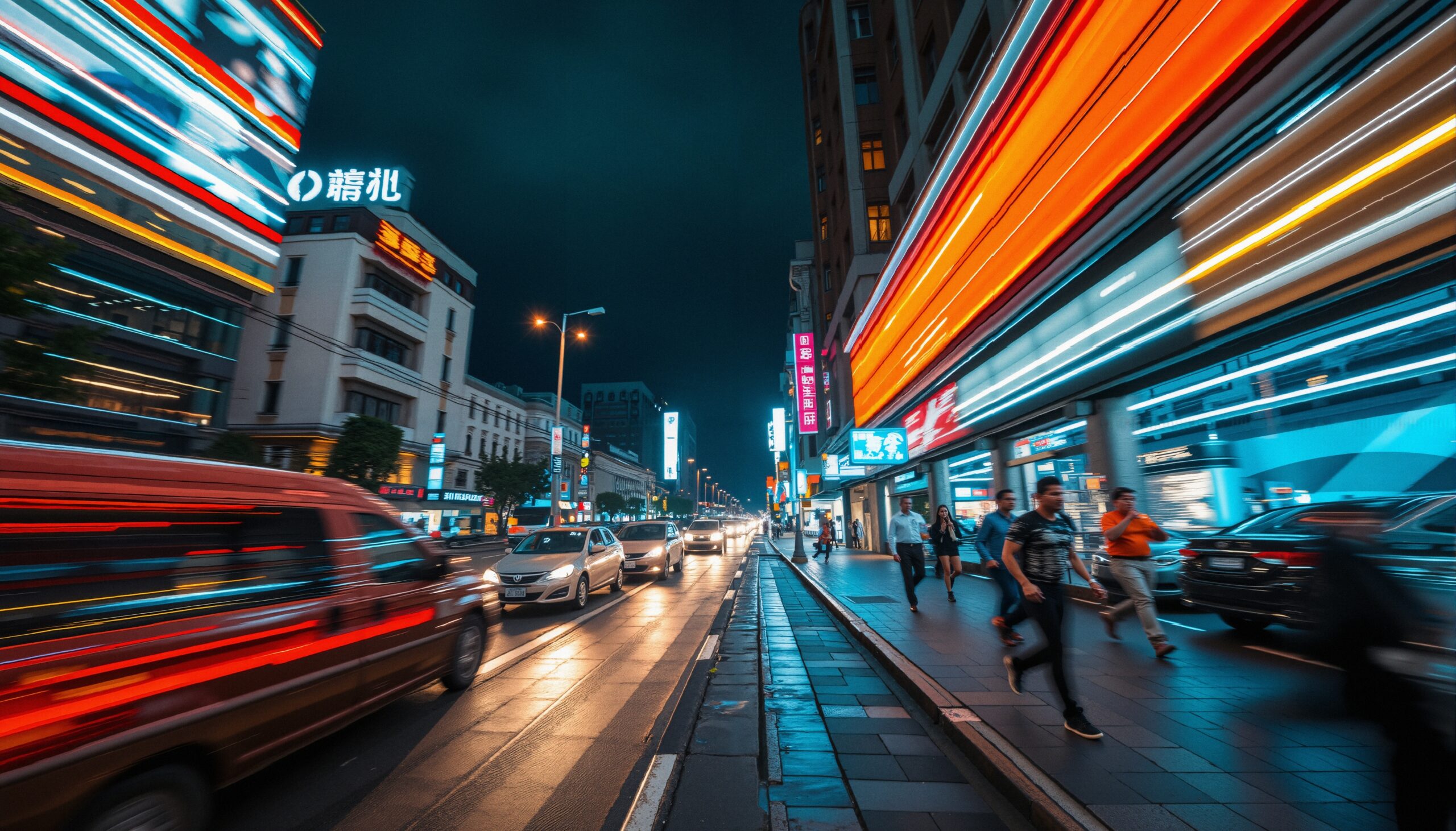 City Lights and Moving Traffic