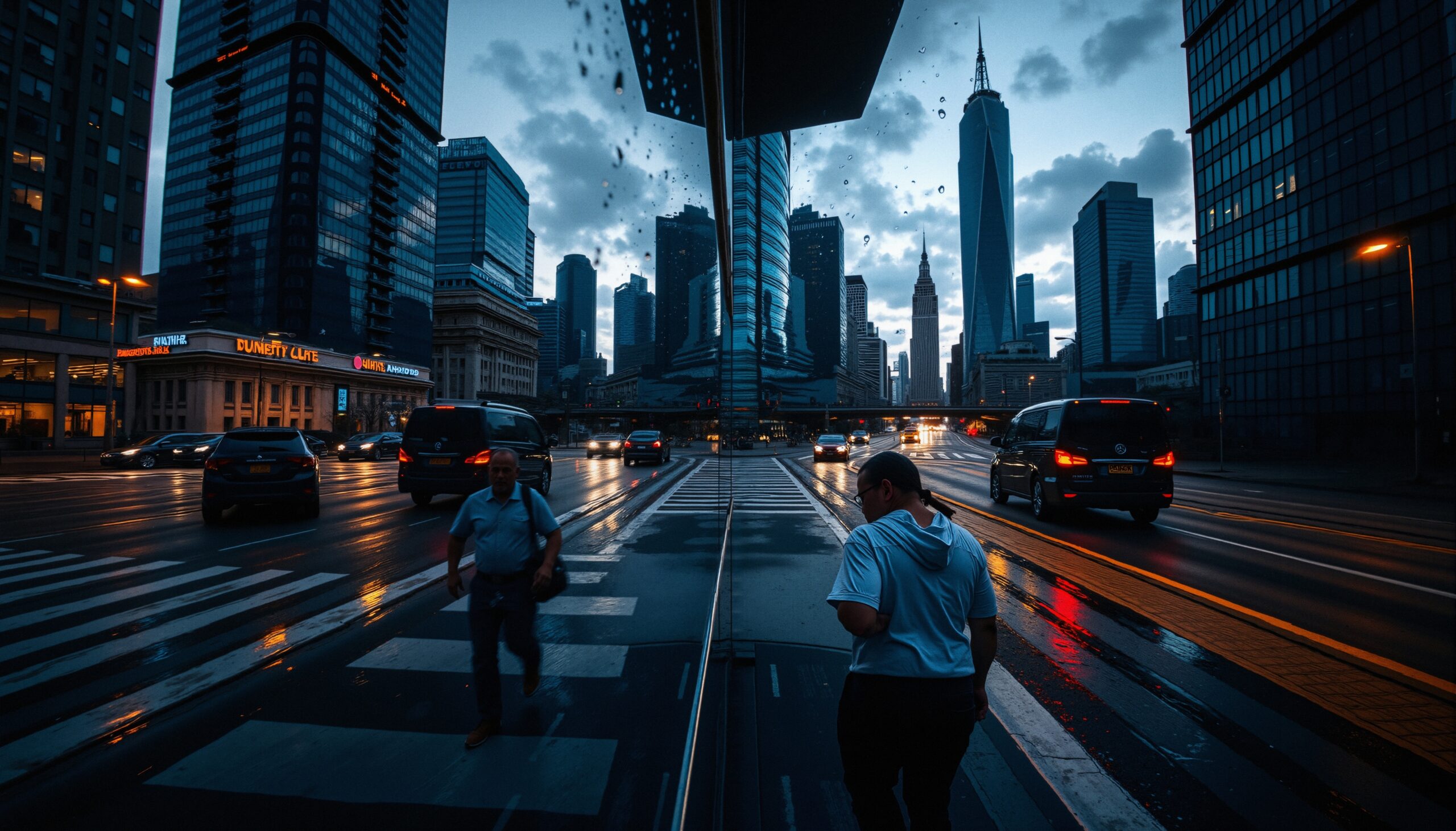 City Life Reflected at Dusk