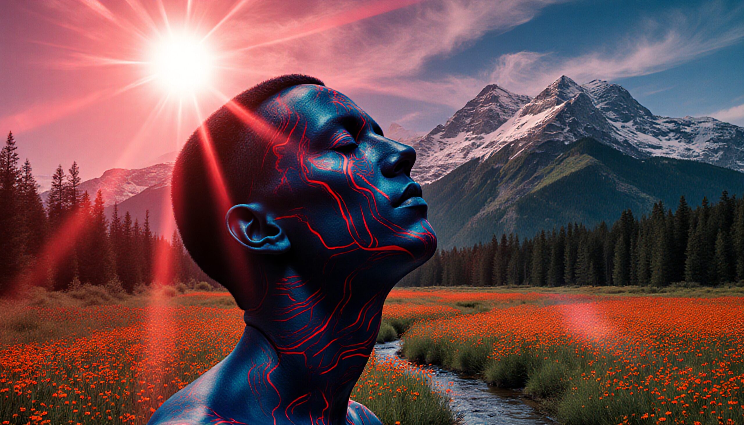 Futuristic Fusion in Natural Landscape