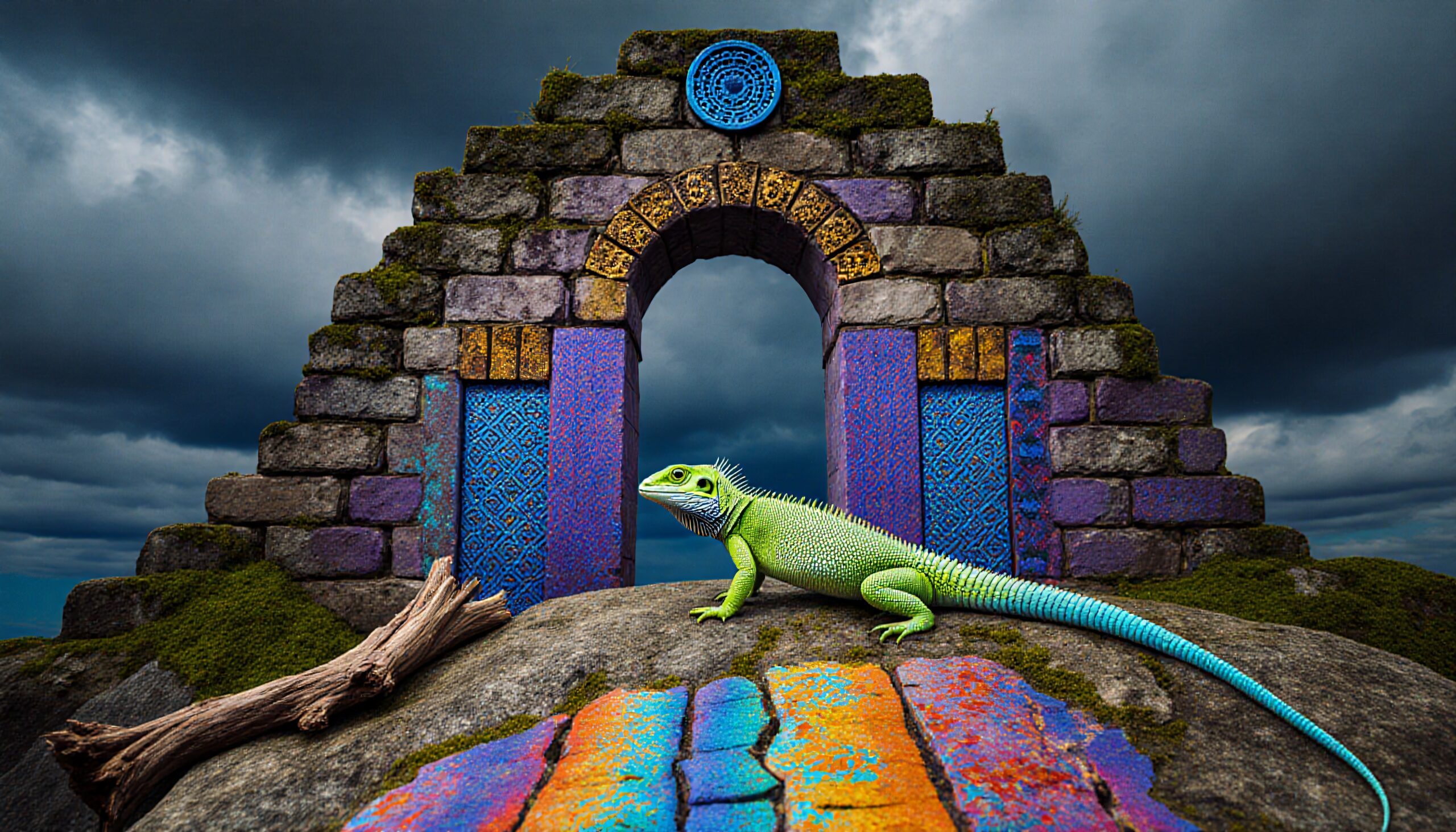 Mystical Lizard Under Archway