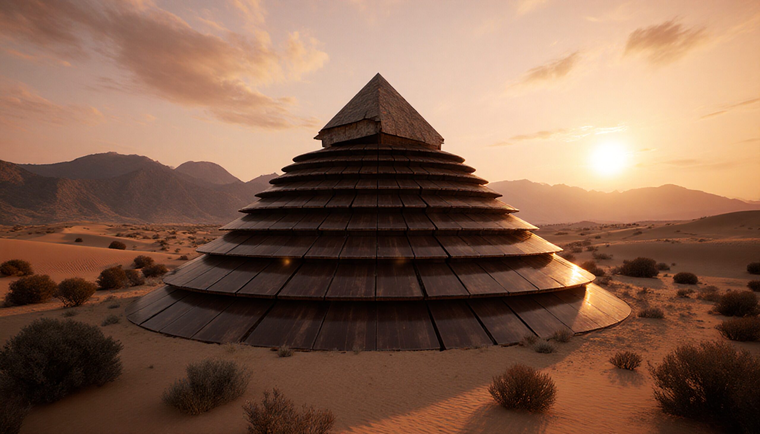 Desert Pyramid at Sunset Glows