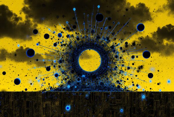 Abstract art with futuristic cosmic theme.