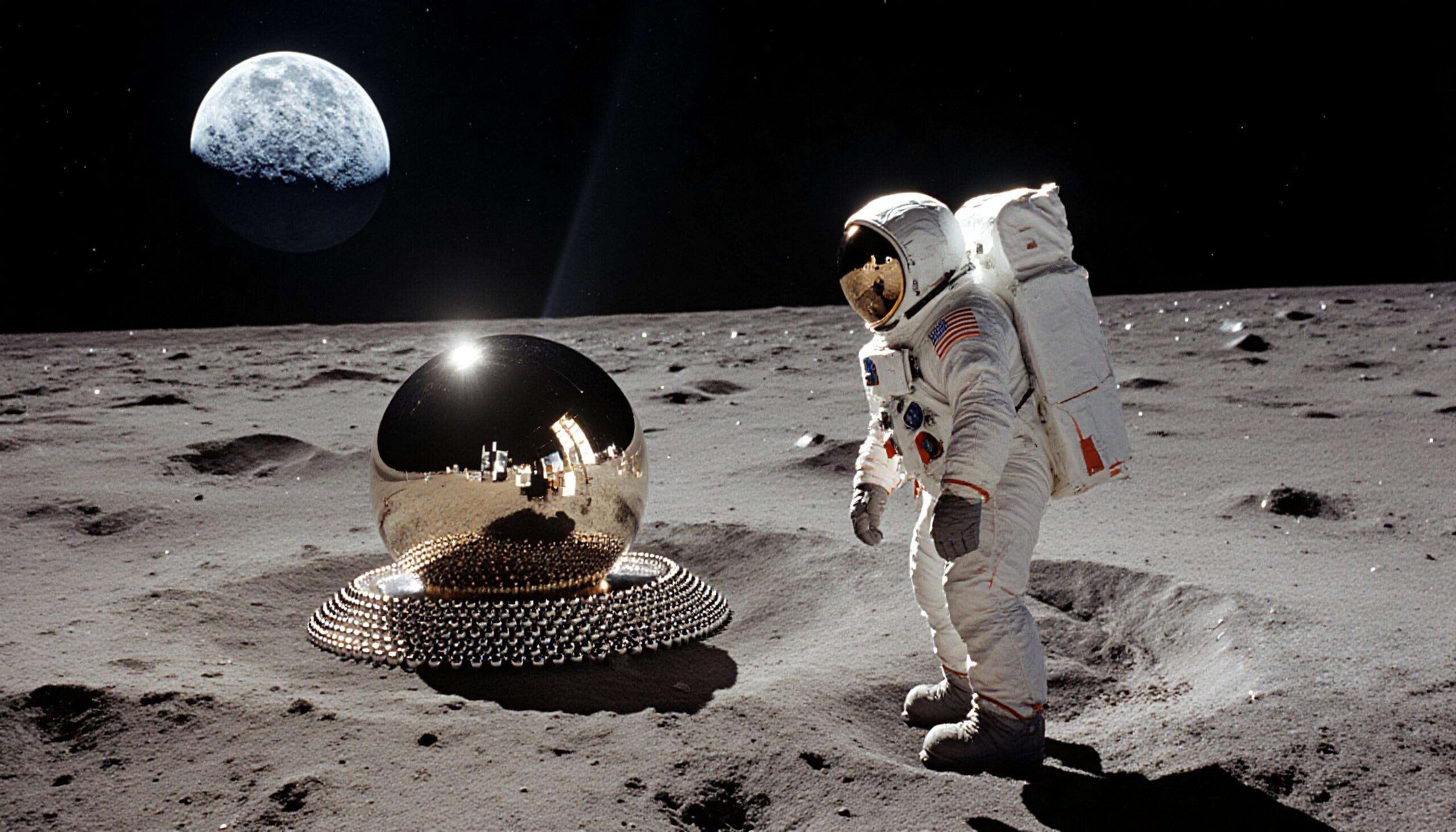 Astronaut Gazes at Lunar Sphere