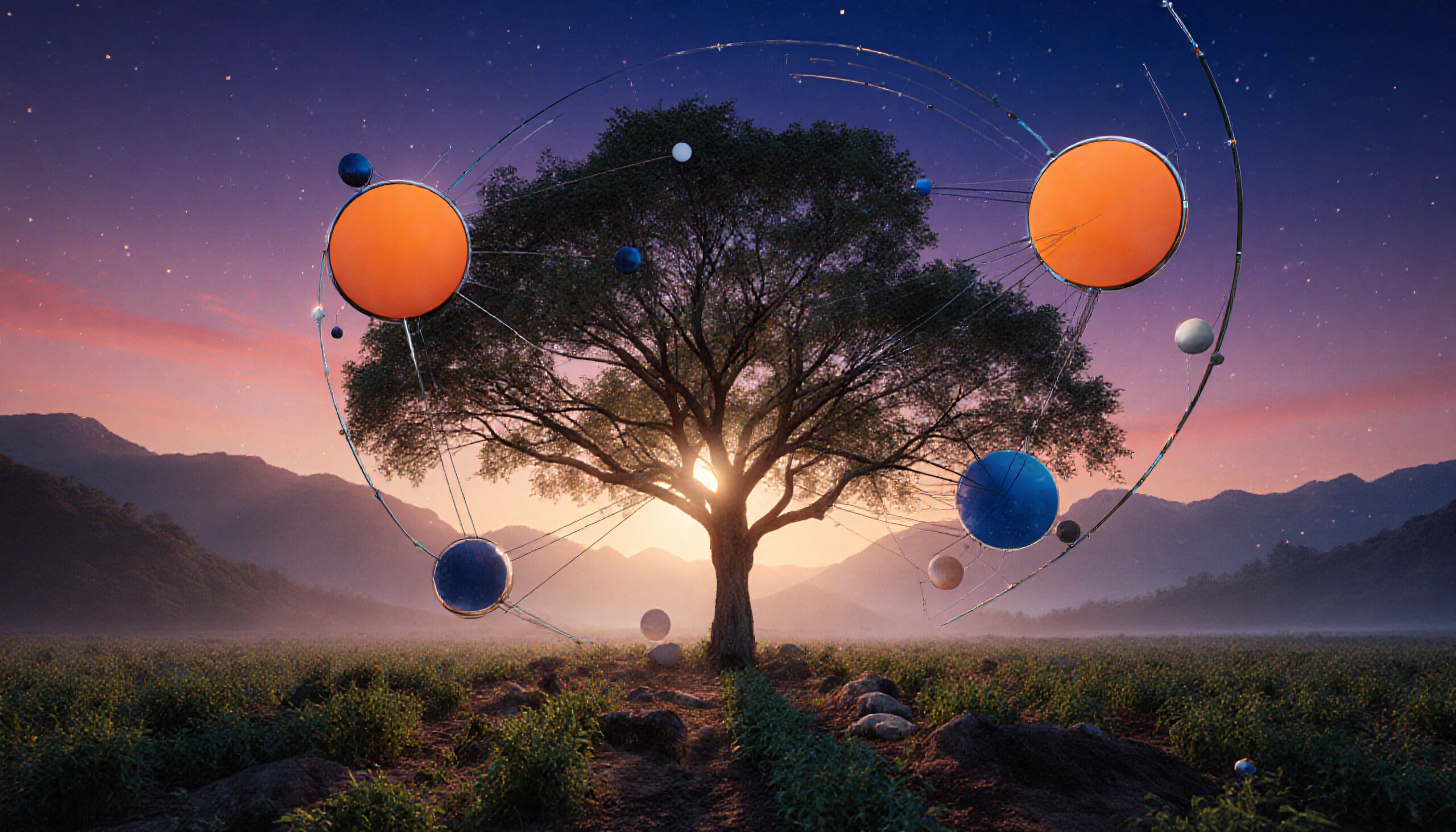 Cosmic Harmony with Majestic Tree