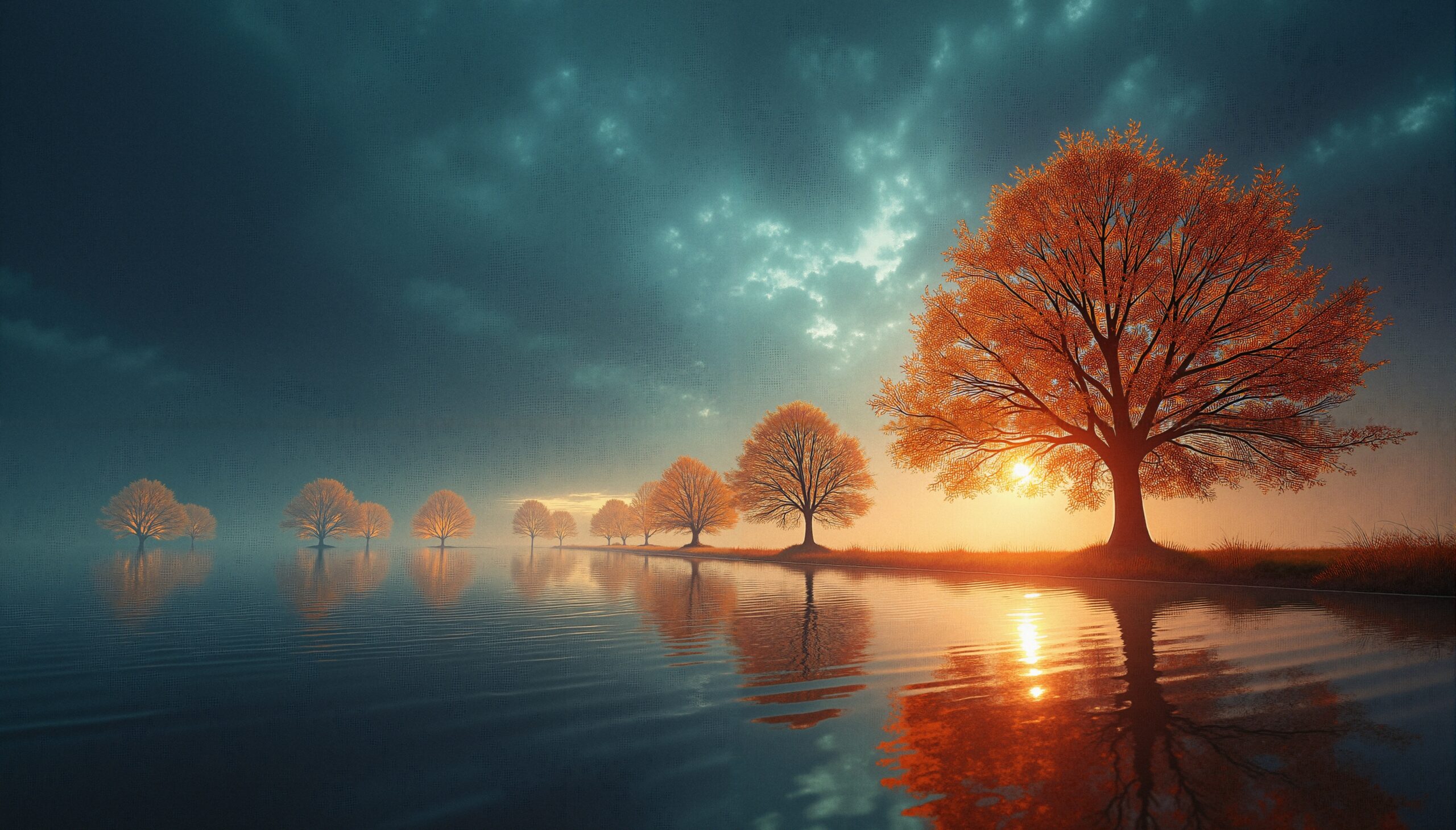 Serene Trees by Water’s Edge